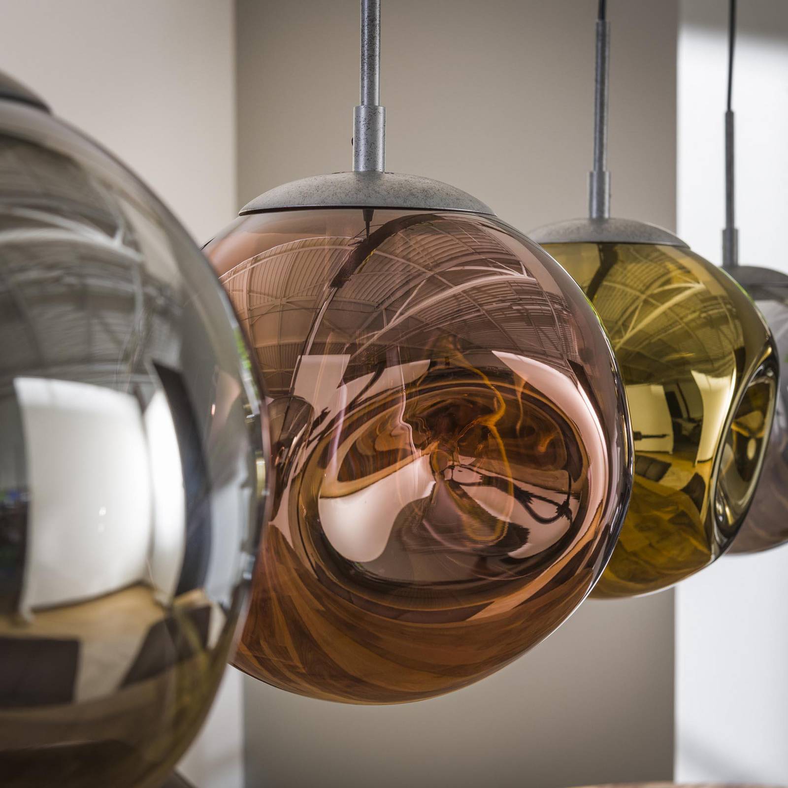 Lampa wisząca Stellar, 4-punktowa, antyczne srebro, wielokolorowe szkło