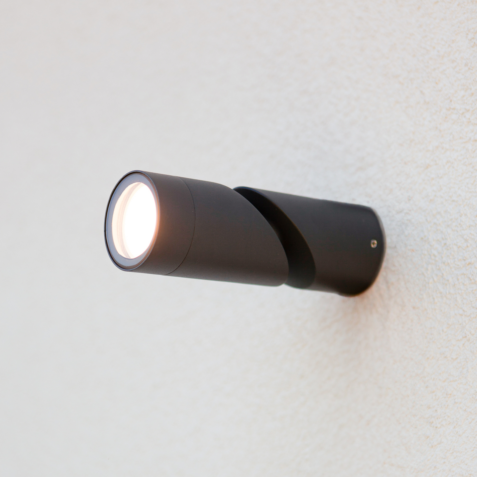 Außenwandlampe TUBON, dunkelgrau, Ø 6 cm, Metall, IP54, GU10