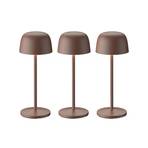 Lindby LED-es újratölthető asztali lámpa Arietty, barna, 3 darabos