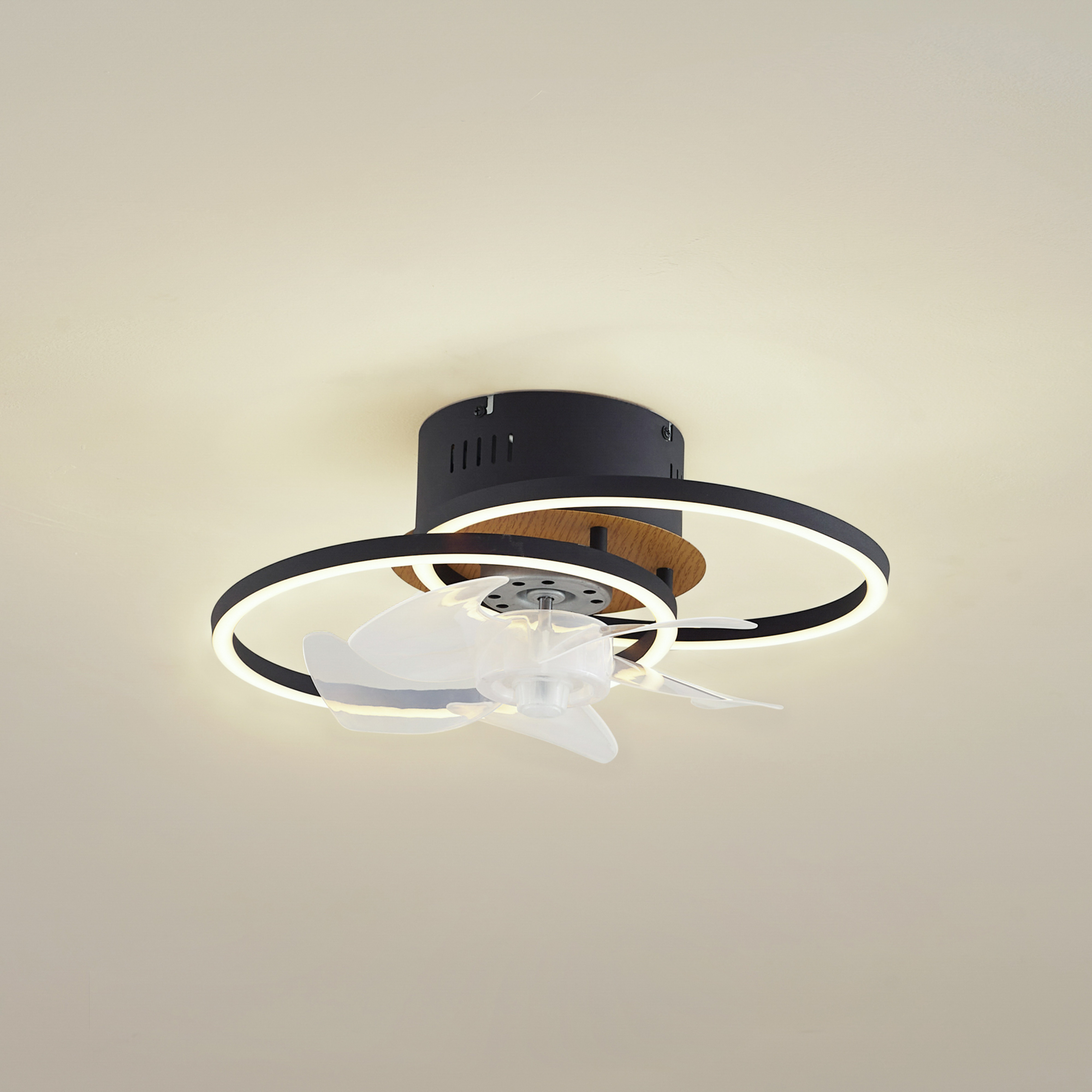 Lindby LED stropni ventilator Lomana, crni, tihi, CCT