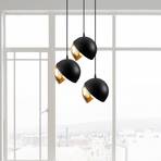 Suspension Berceste 252-S2 noir/or métal à 3 lampes ronde