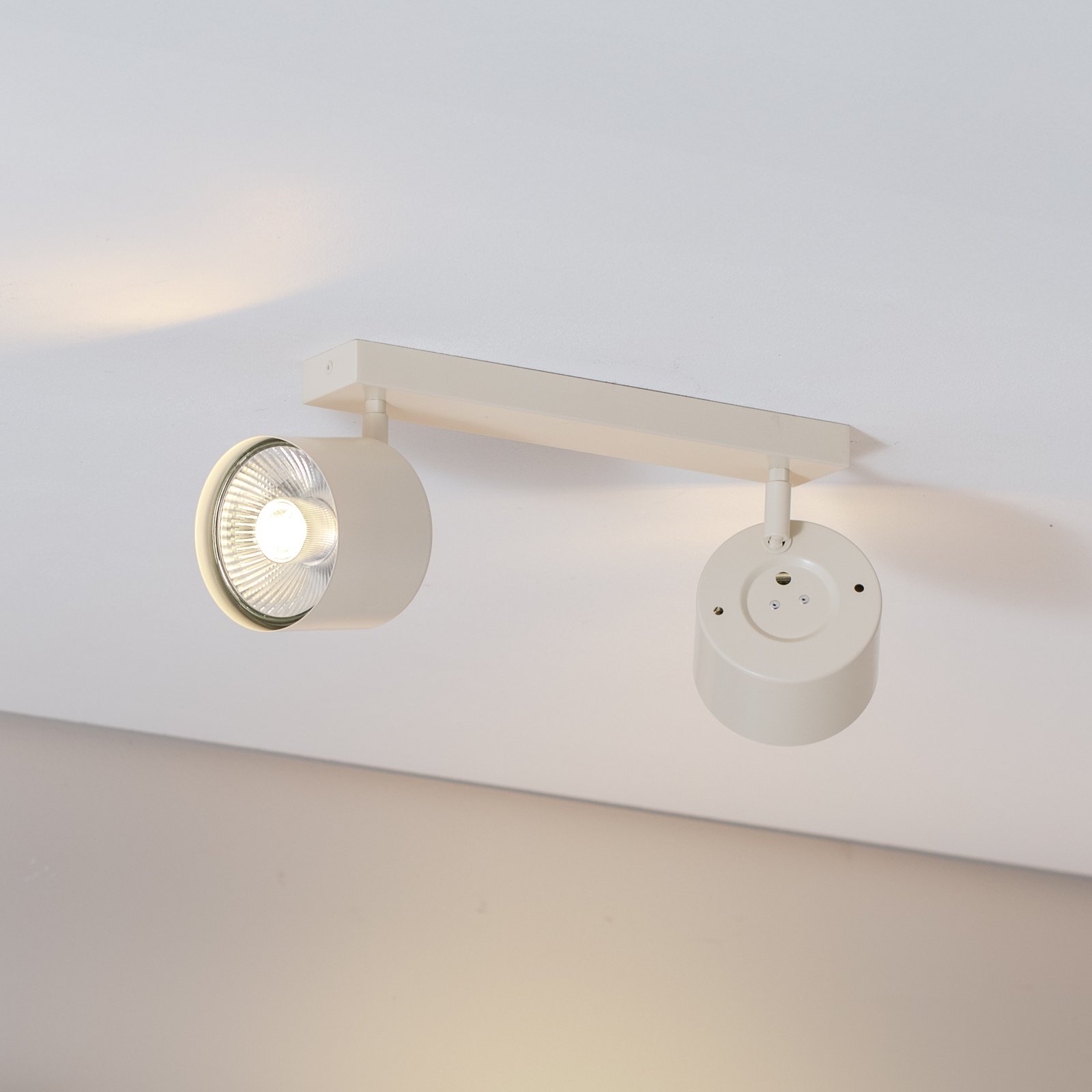 Projetor de teto Chloe ajustável com duas luzes, bege
