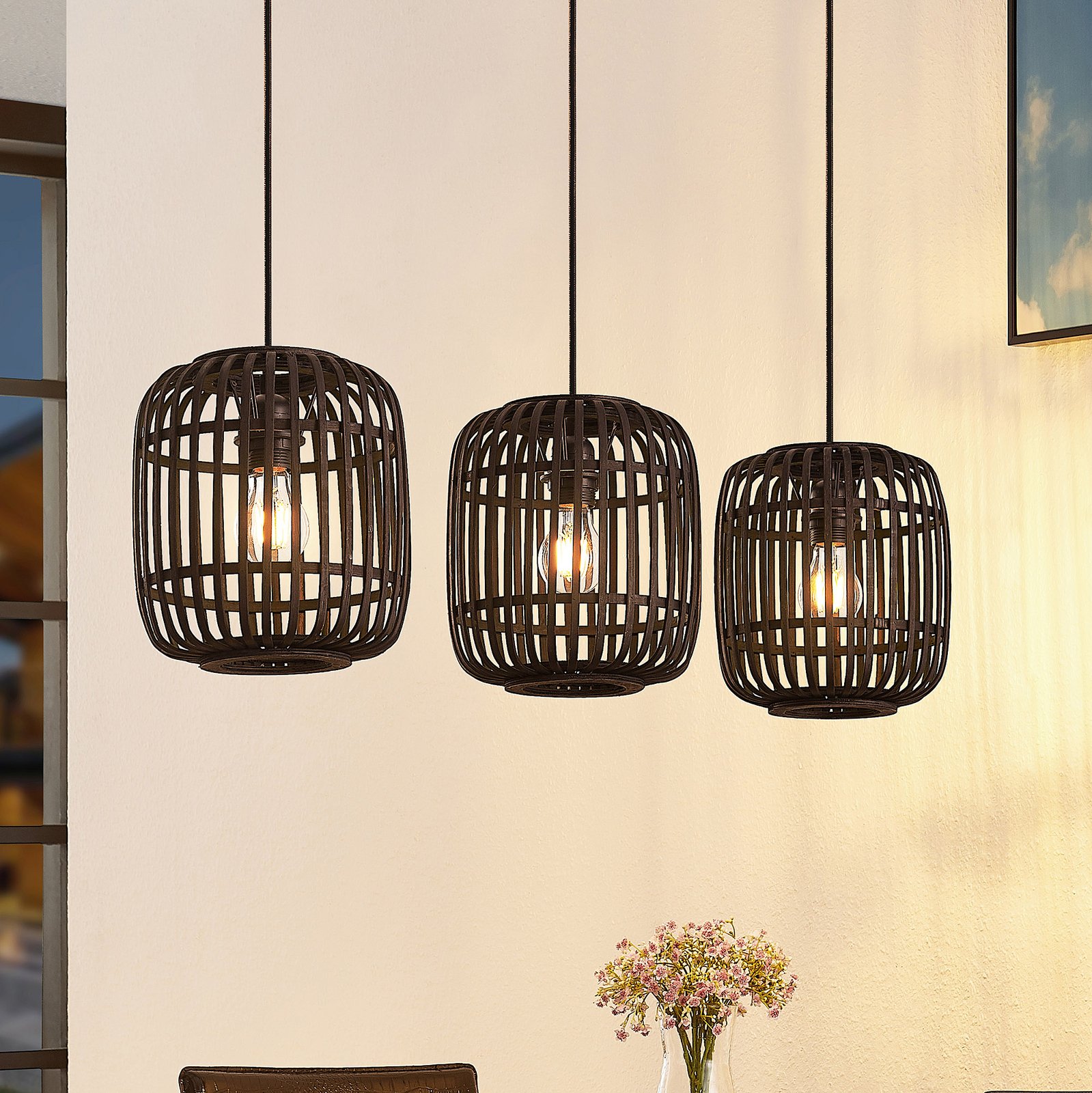 Canyana 3 Pendelleuchte Black - Lindby