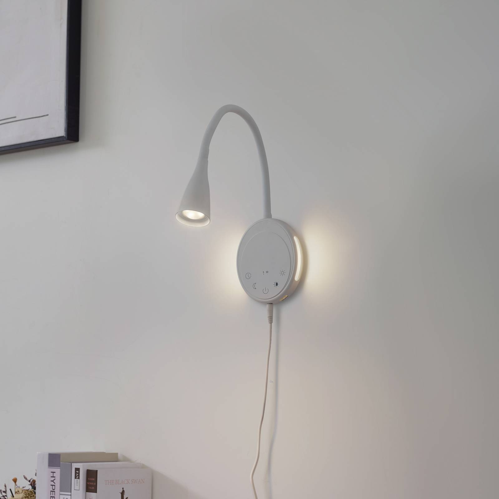 Lindby LED-Leseleuchte Zayna, weiß, Kunststoff, dimmbar günstig online kaufen