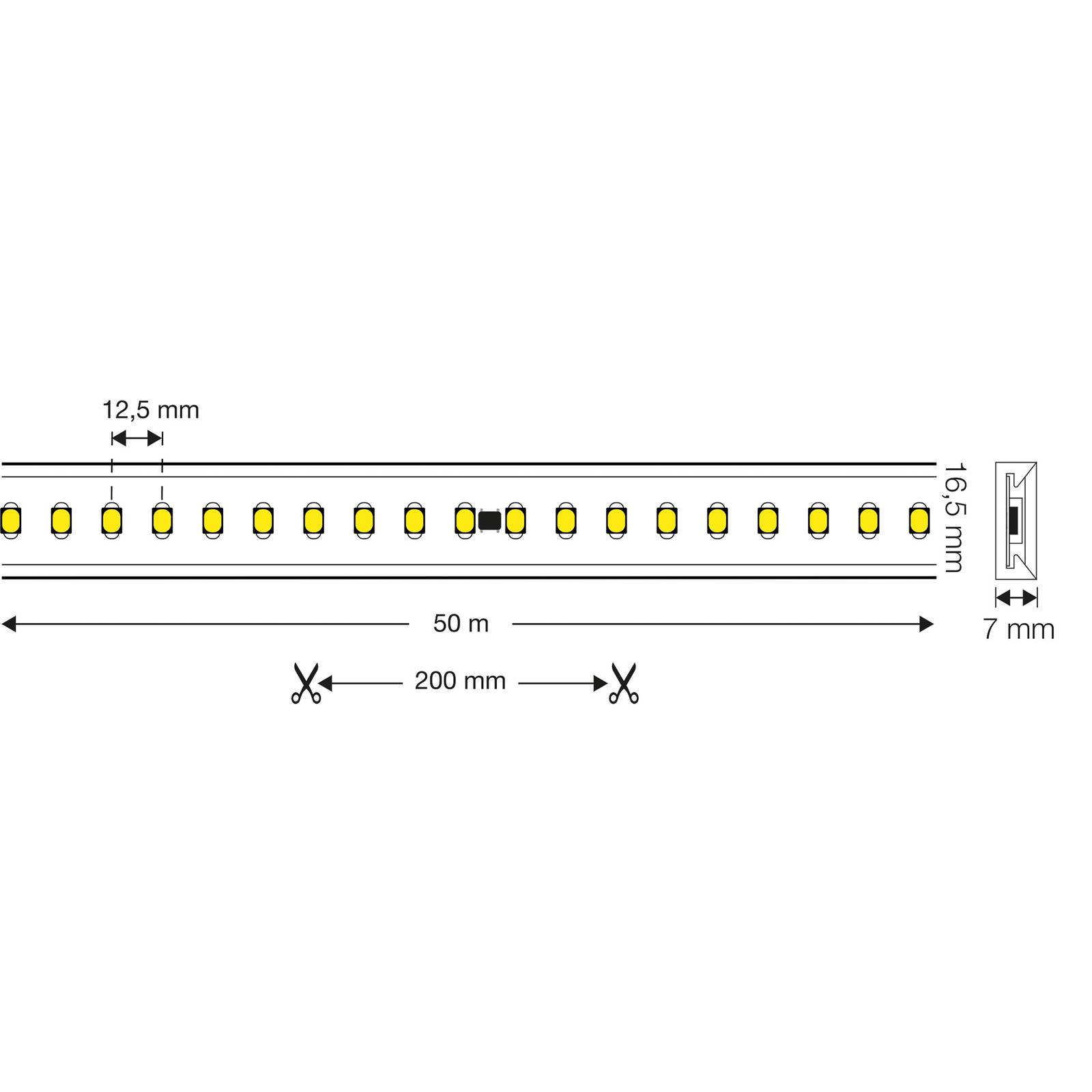 SLC LED-stripe 230V komplet sæt IP65 5m 4.000K