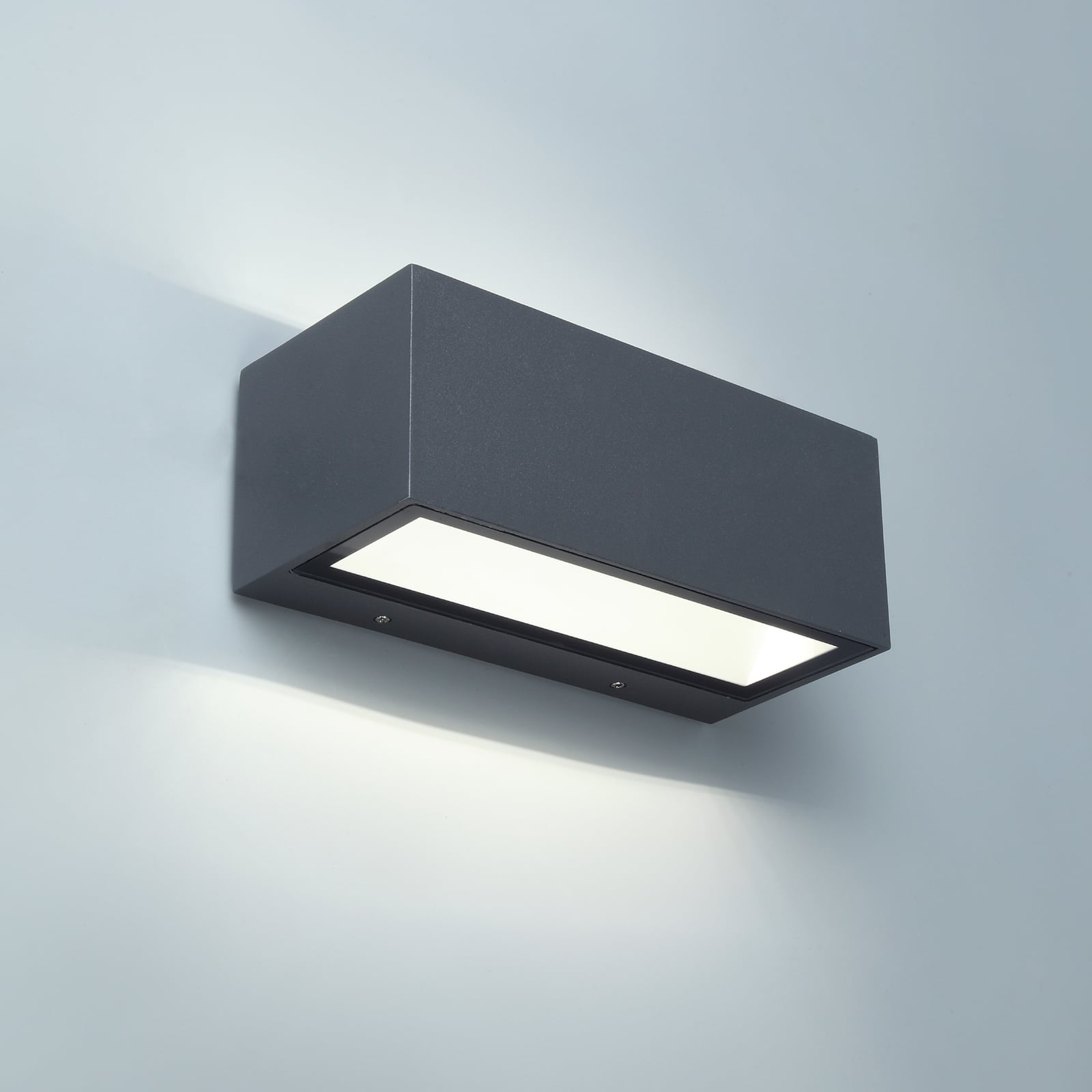 Kinkiet zewnętrzny LED GEMINI, ciemnoszara, 14 cm, IP54, światło skierowane w