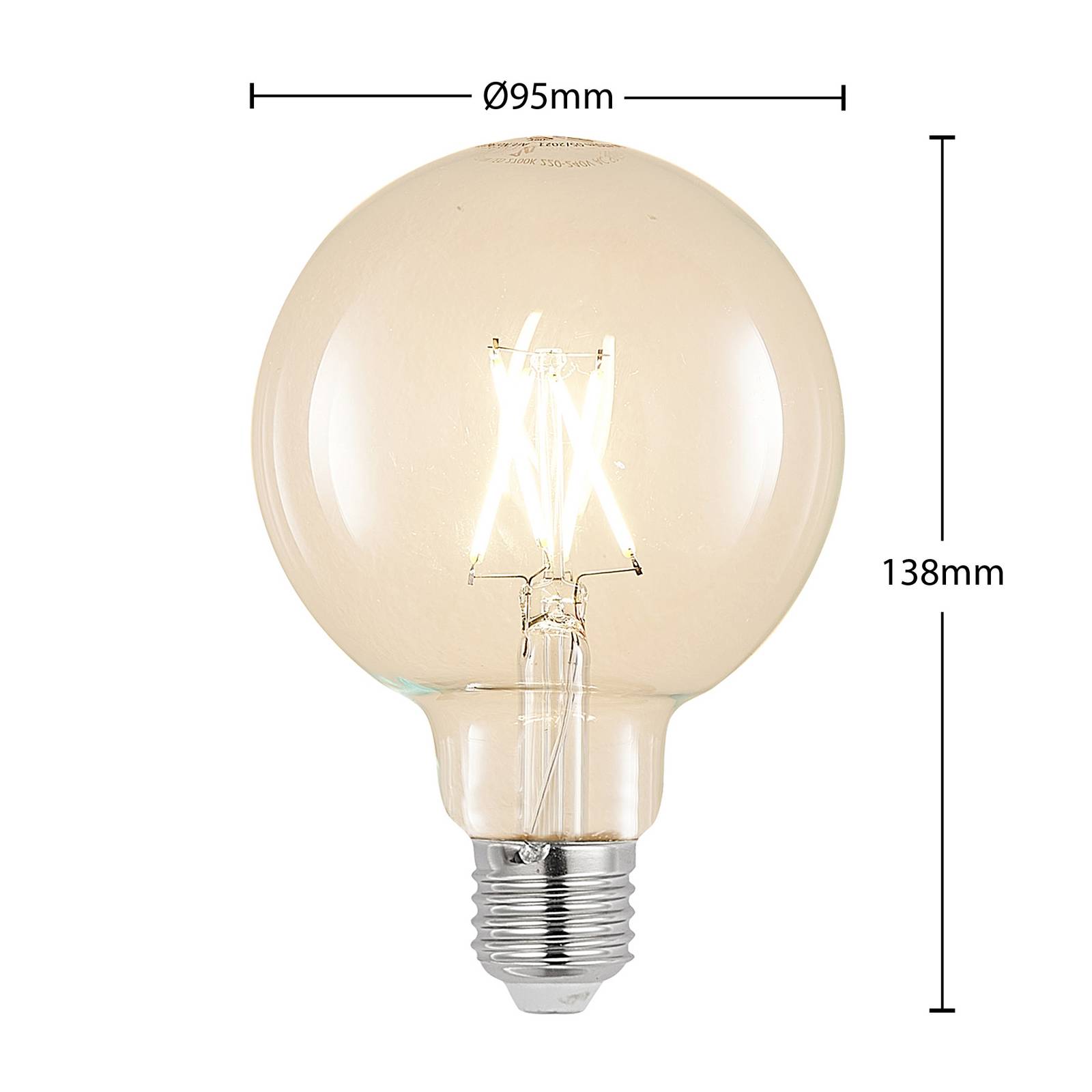 LED žiarovka E27 4W 2700K G95 globe filament číra