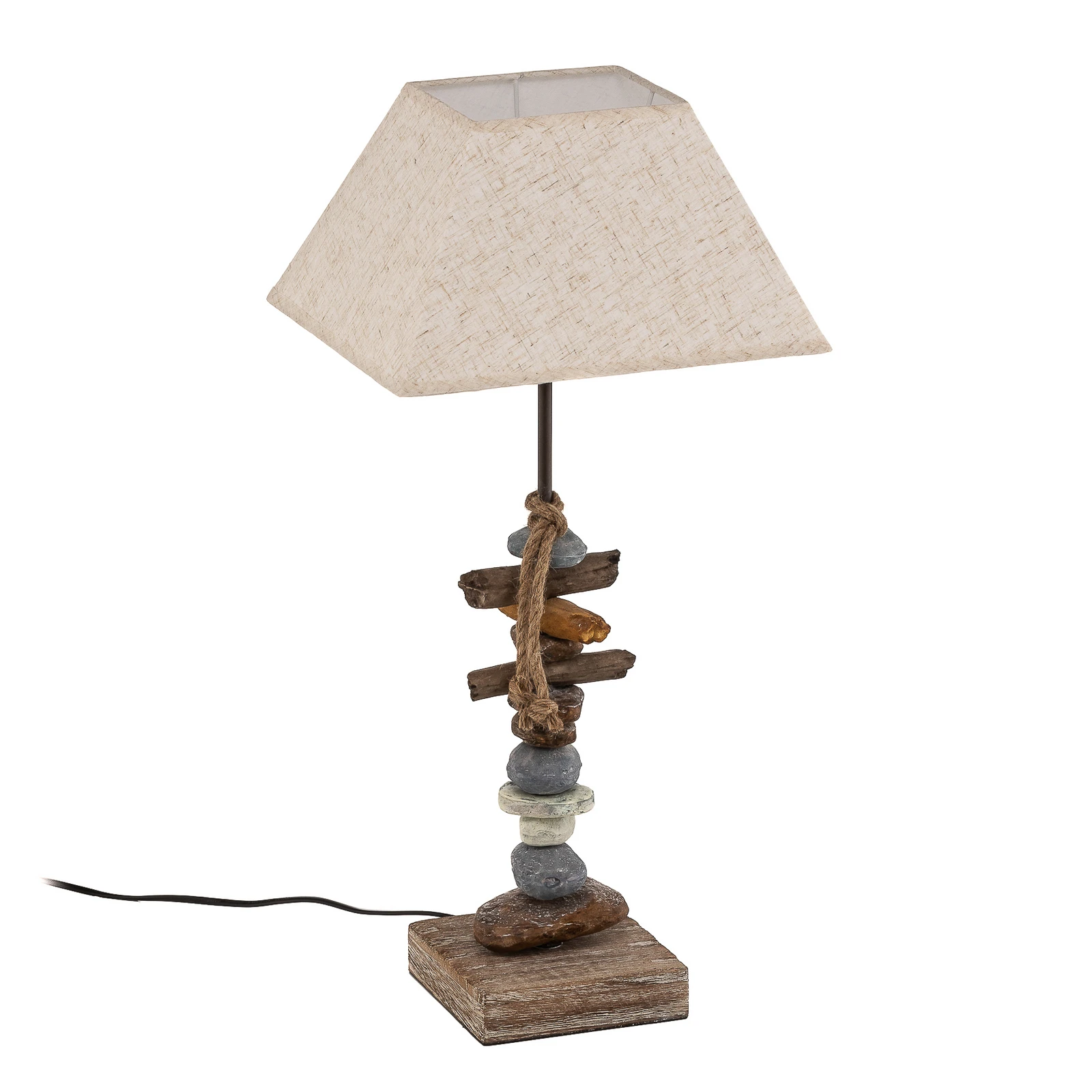 Stolová lampa Seregon s kamienkovou dekoráciou, výška 63 cm