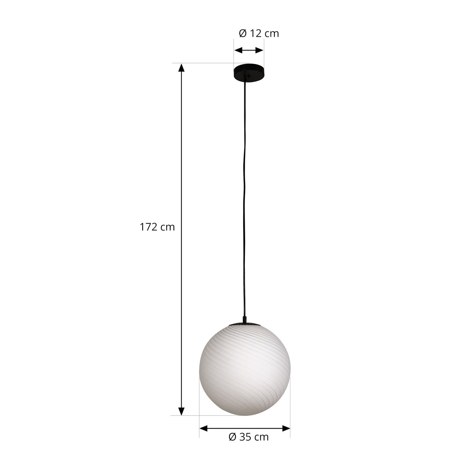 Lucande rippvalgusti Kestralia, valge, klaas, Ø 36,8 cm, E27