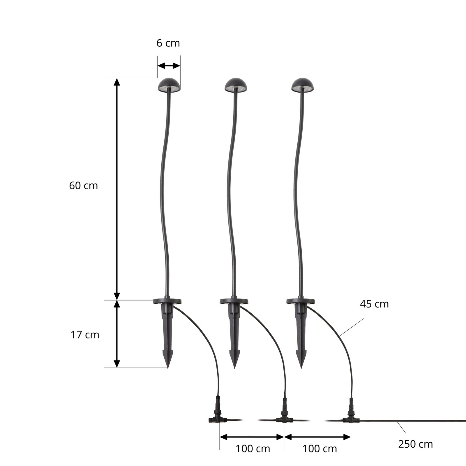 Lindby LED-Erdspießleuchte Soremi, schwarz, 3er-Set, IP44