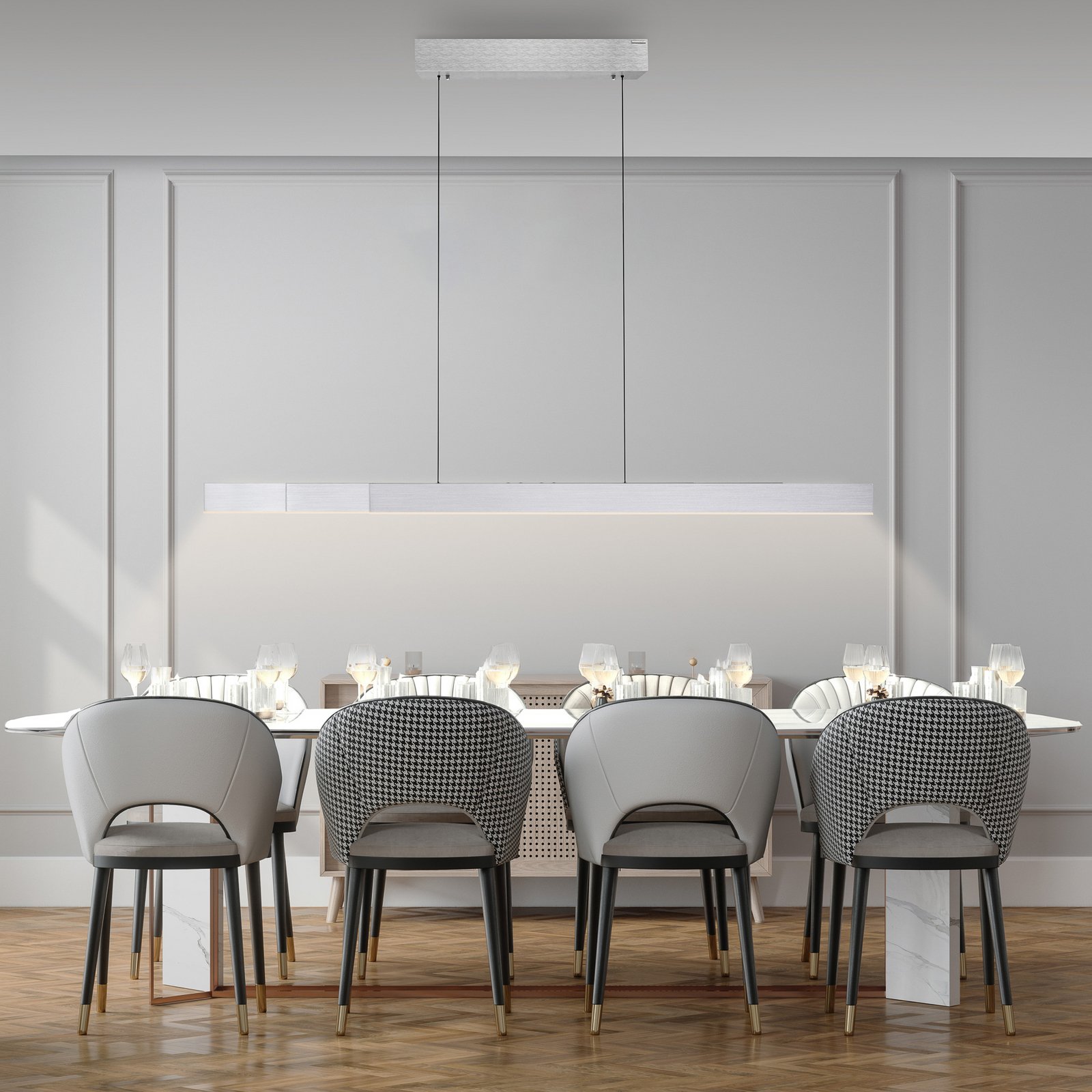 PURE LED függőlámpa Moto-Rise, ezüst, alumínium CCT