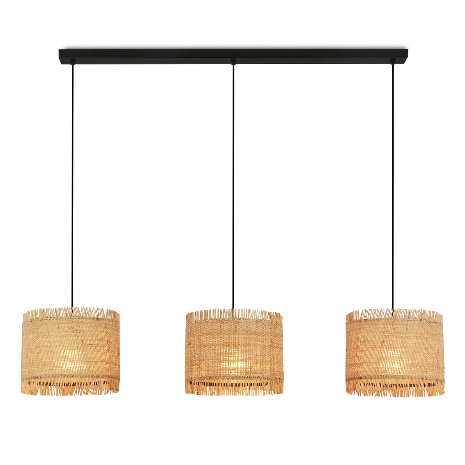 Suspension Borra, 3 lampes, couleur naturelle, paille