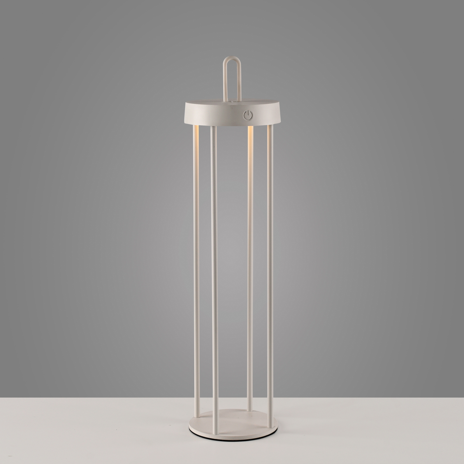 JUST LIGHT. LED-bordlampe Anselm gråbeige 50 cm jern