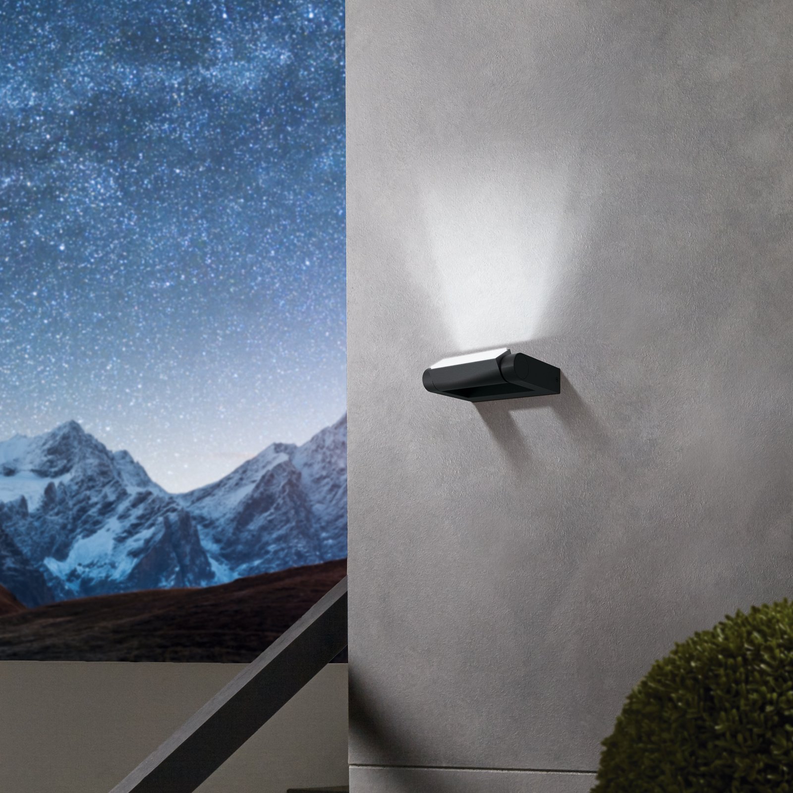 LED-Außenwandlampe Brianza, schwarz, Breite 20 cm, Metall