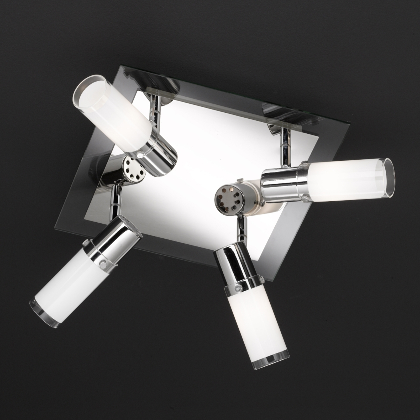 Wofi Marco ceiling light with 4 bulbs, for Living / Dining Room, Metal, glass, E14, 25 W, energy efficiency: A++, L: 28 cm, W: 28 cm