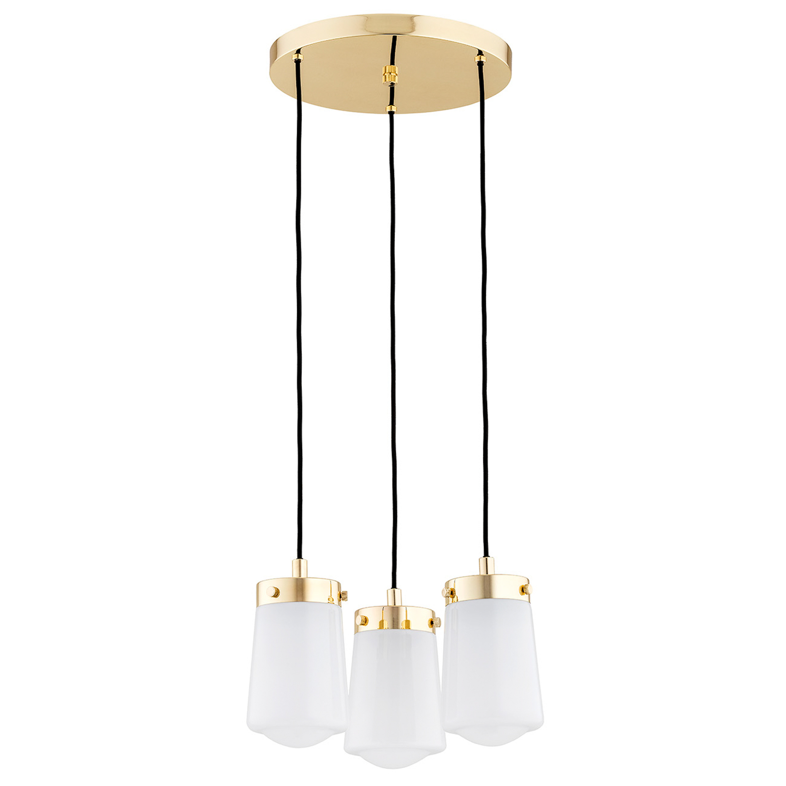 Pasadena pendant light, brass/white, 3-bulb