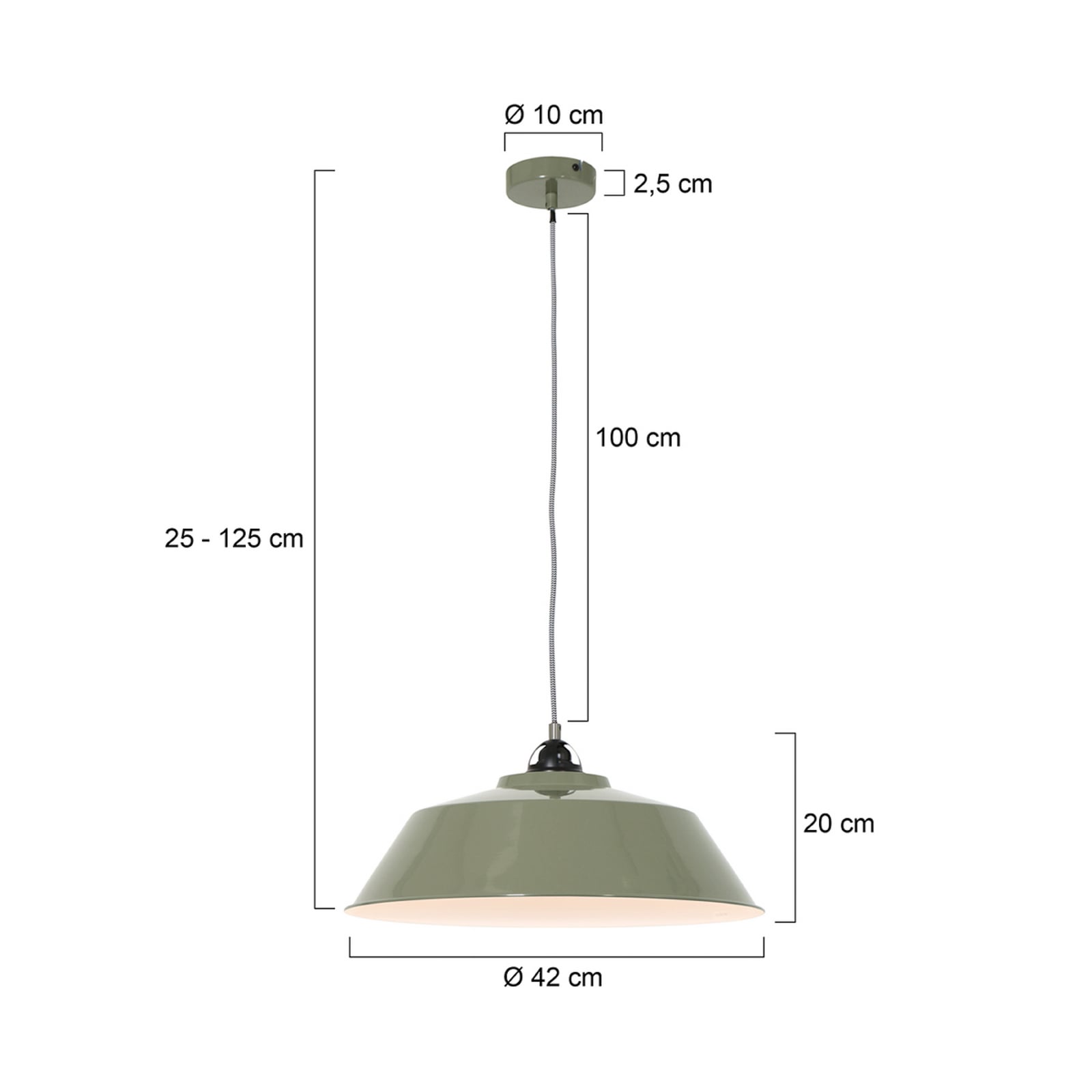 Suspension Nove, verte, intérieur blanc, métal, E27