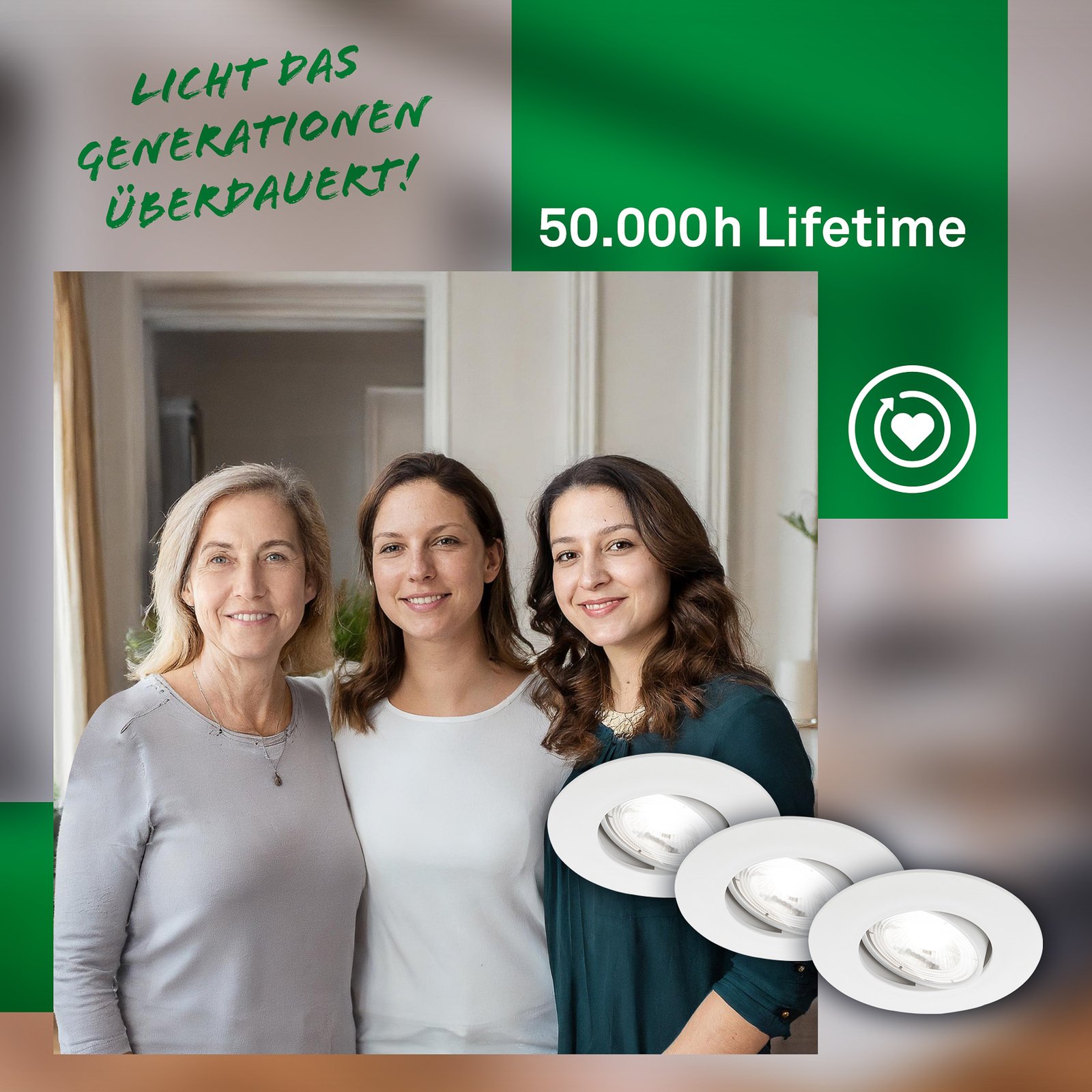 Kulana A inbyggnadslampa LED, vit, 4000K, Ø9cm, set om 3