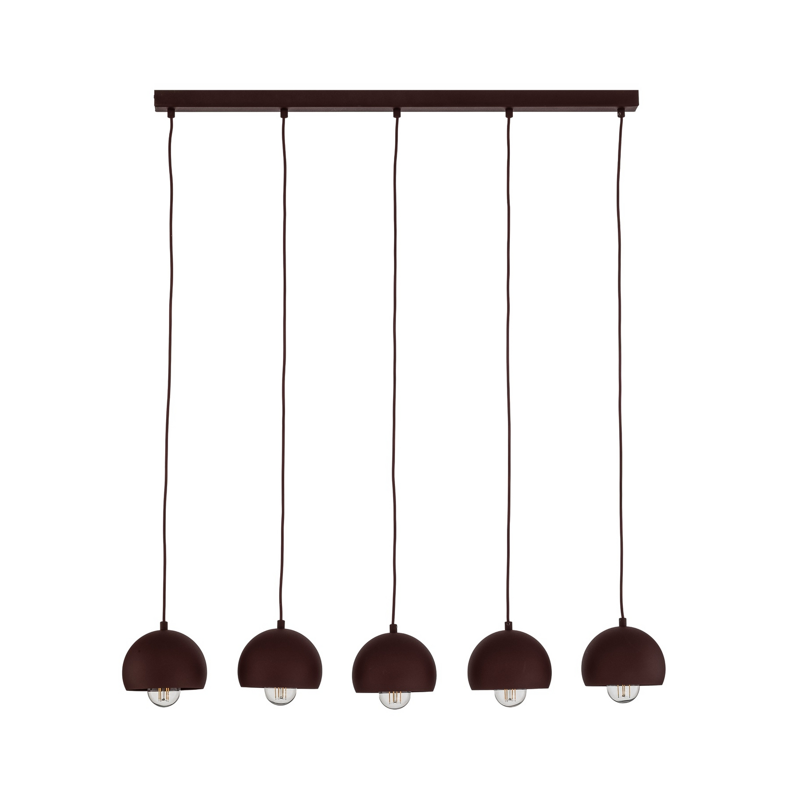 Hängelampe Sool, dunkelrot, Länge 95 cm, 5-flg., Metall, E27