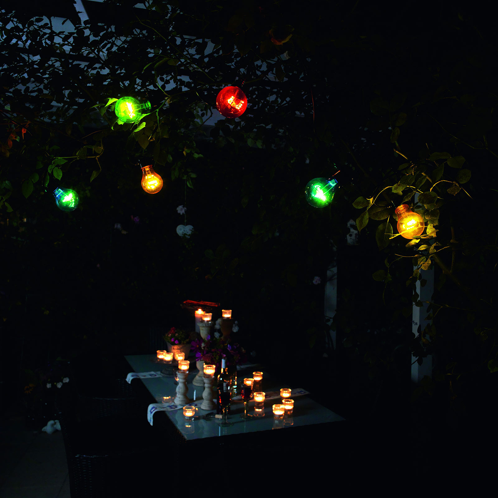 Ljusslingor för ölträdgård 20 färgglada LED-lampor