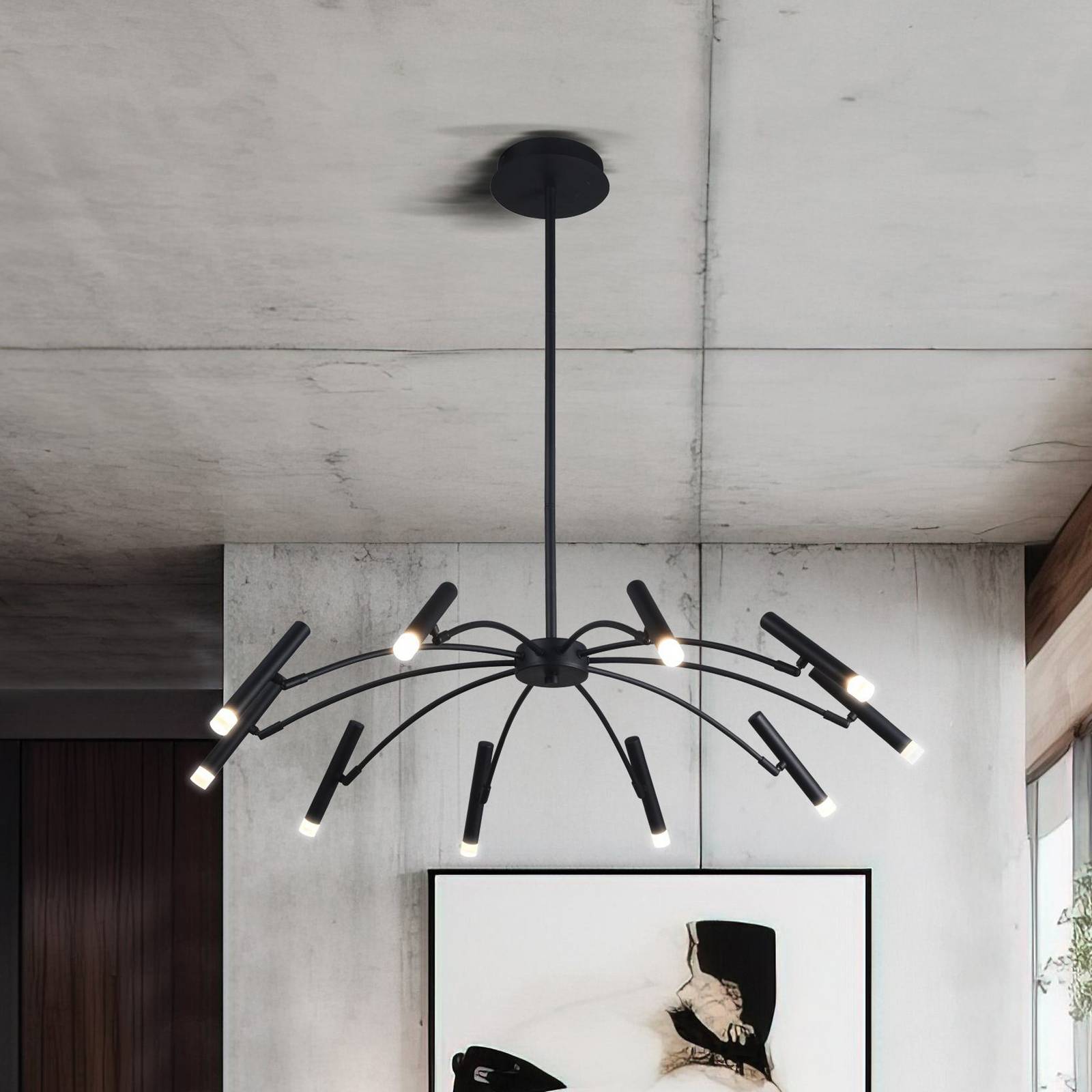Żyrandol LED Secret, czarny, Ø 80 cm, metal, 10-punktowa