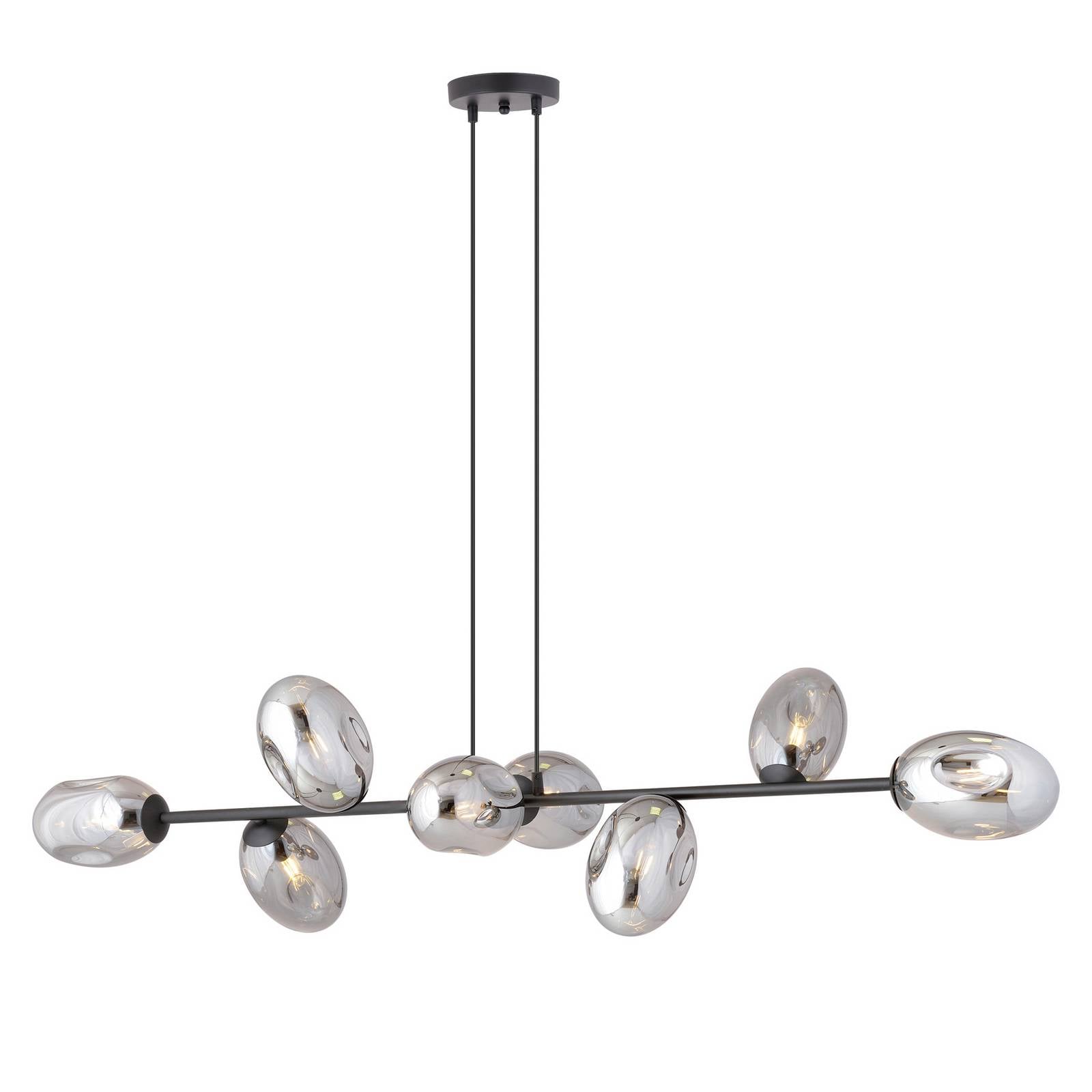 Hängeleuchte Glassy, 8-flg., Gläser oval, grafit