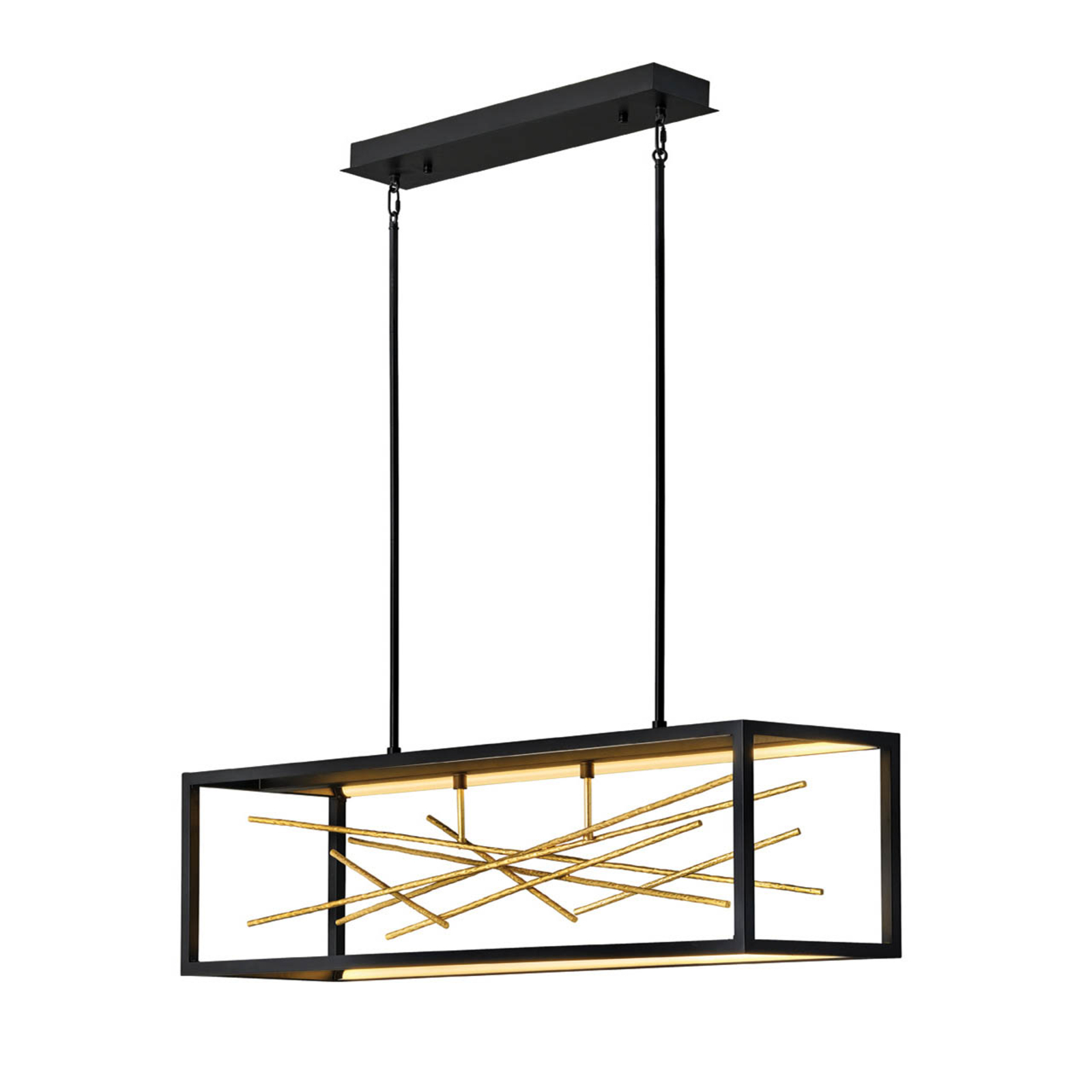 LED-hengelampe Styx, svart, 3 000 K 30,5 x 113 cm