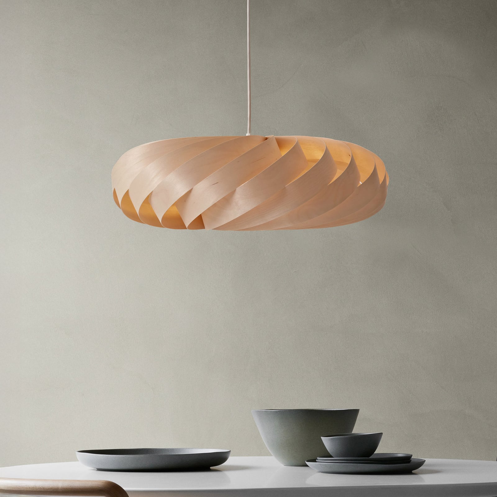 Lampada a sospensione Tom Rossau TR5, Ø 60 cm, colore naturale, legno di betulla