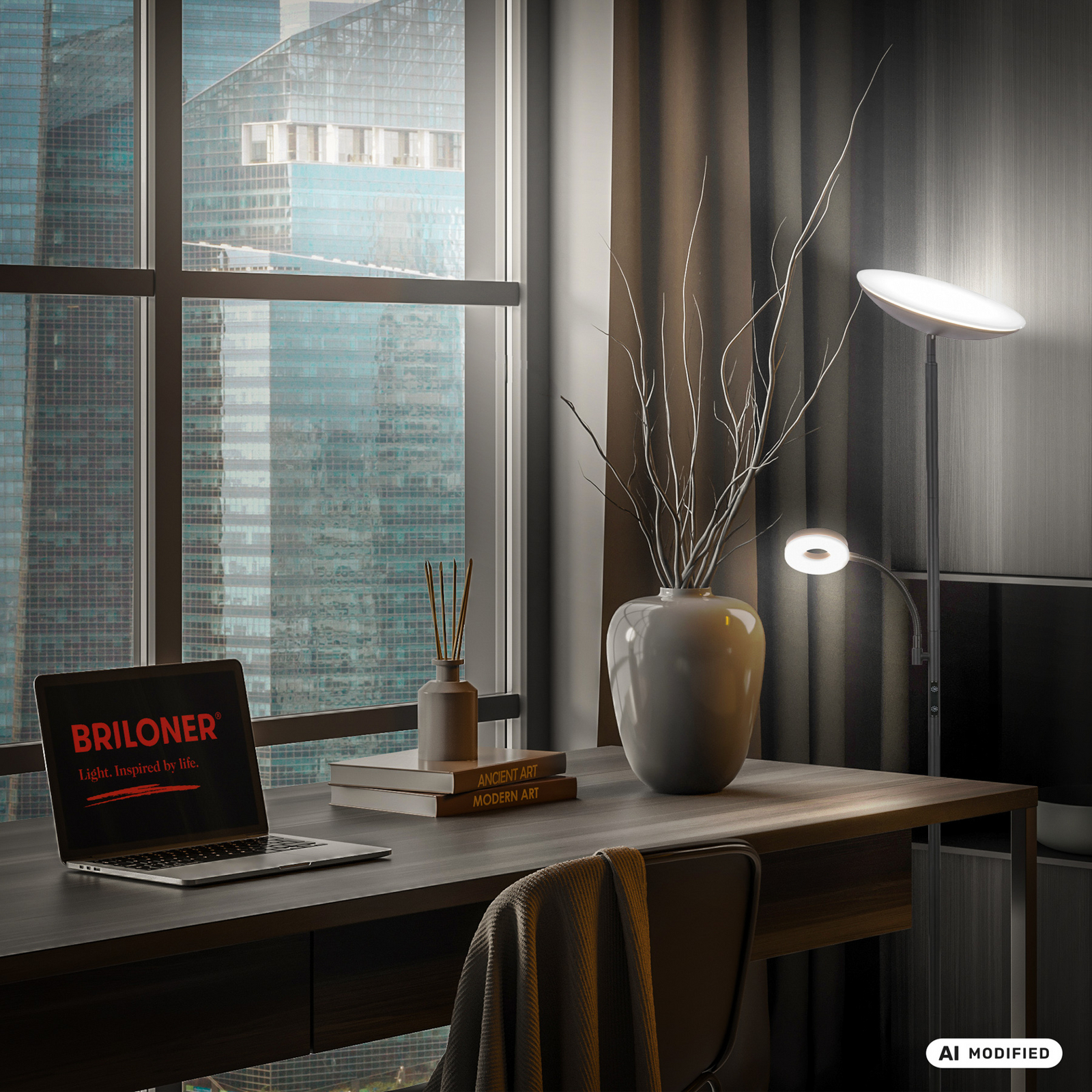 LED-Stehleuchte Sira, schwarz, CCT, Touchdimmer, Leselicht LED-Stehleuchte Sira, schwarz, CCT, Touchdimmer, Leselicht