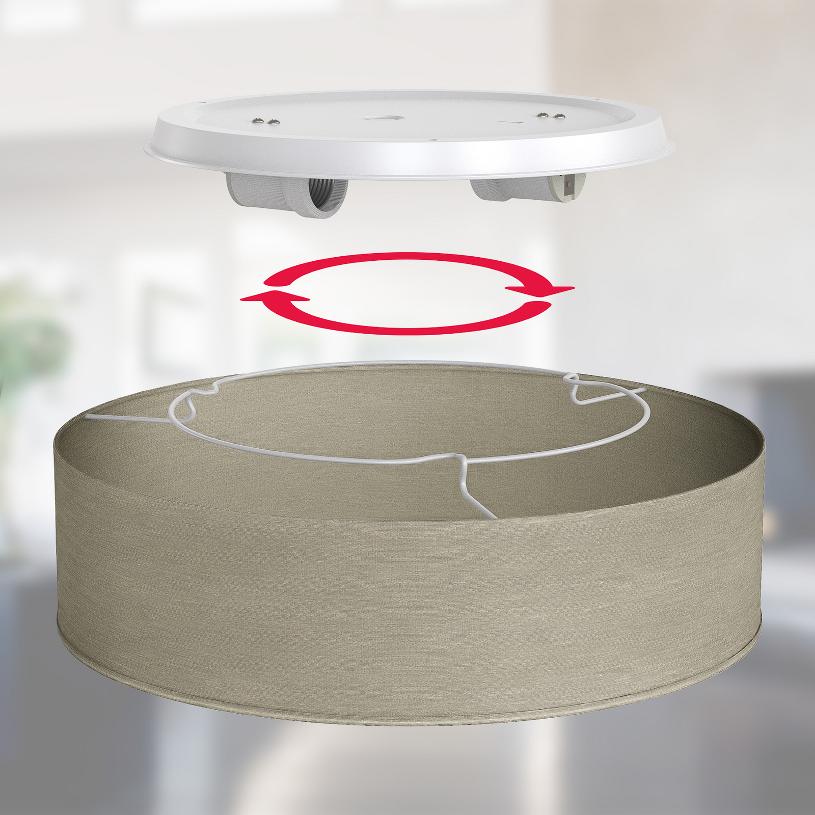 Plafondlamp Litora, taupe, Ø 38 cm, textiel, E27 Plafondlamp Litora, taupe, Ø 38 cm, textiel, E27