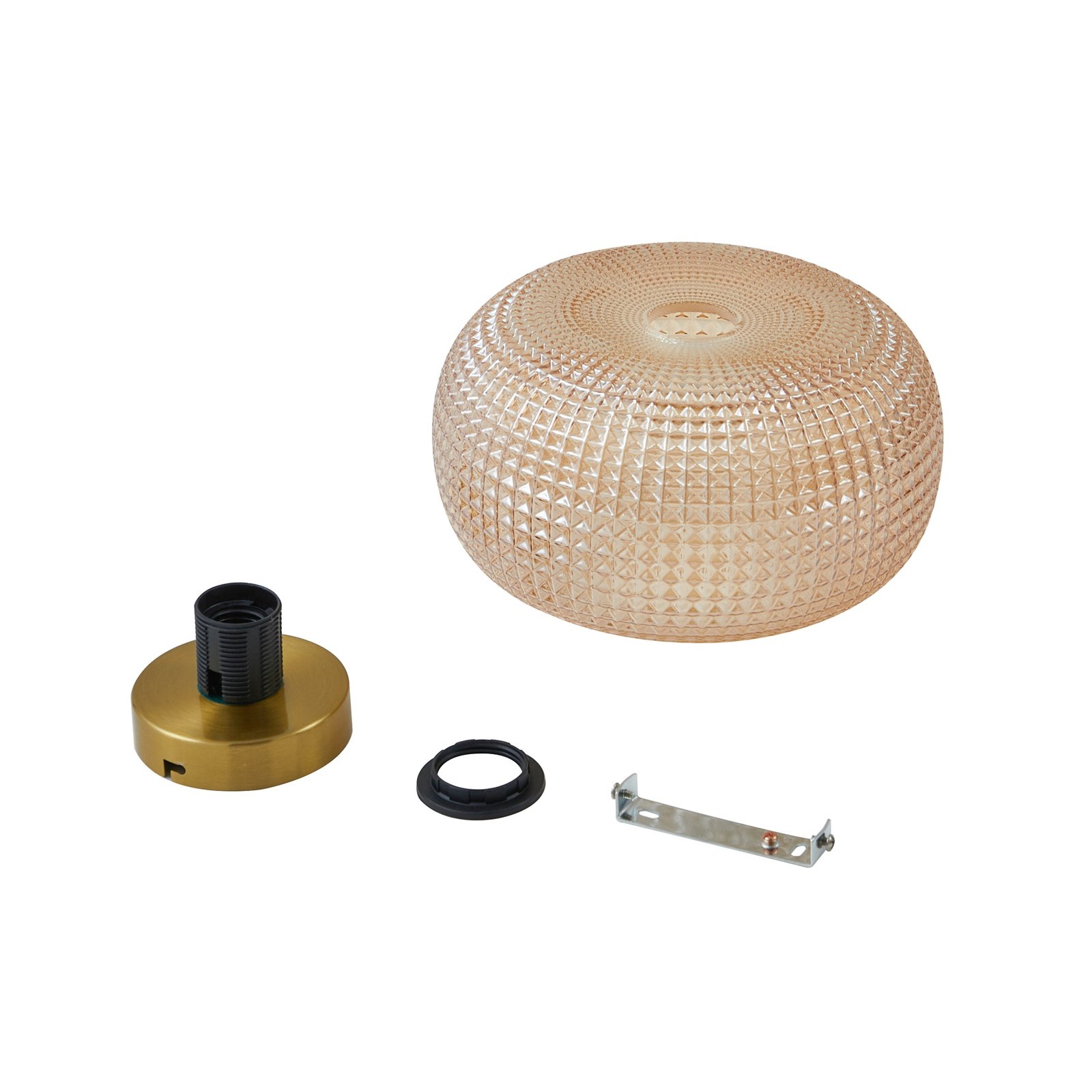 Lindby ceiling light Hildur, Ø 25 cm, amber, glass