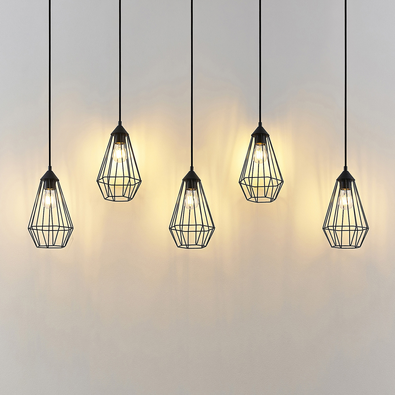 Lindby Elainy hanging light in cage design, 5-bulb