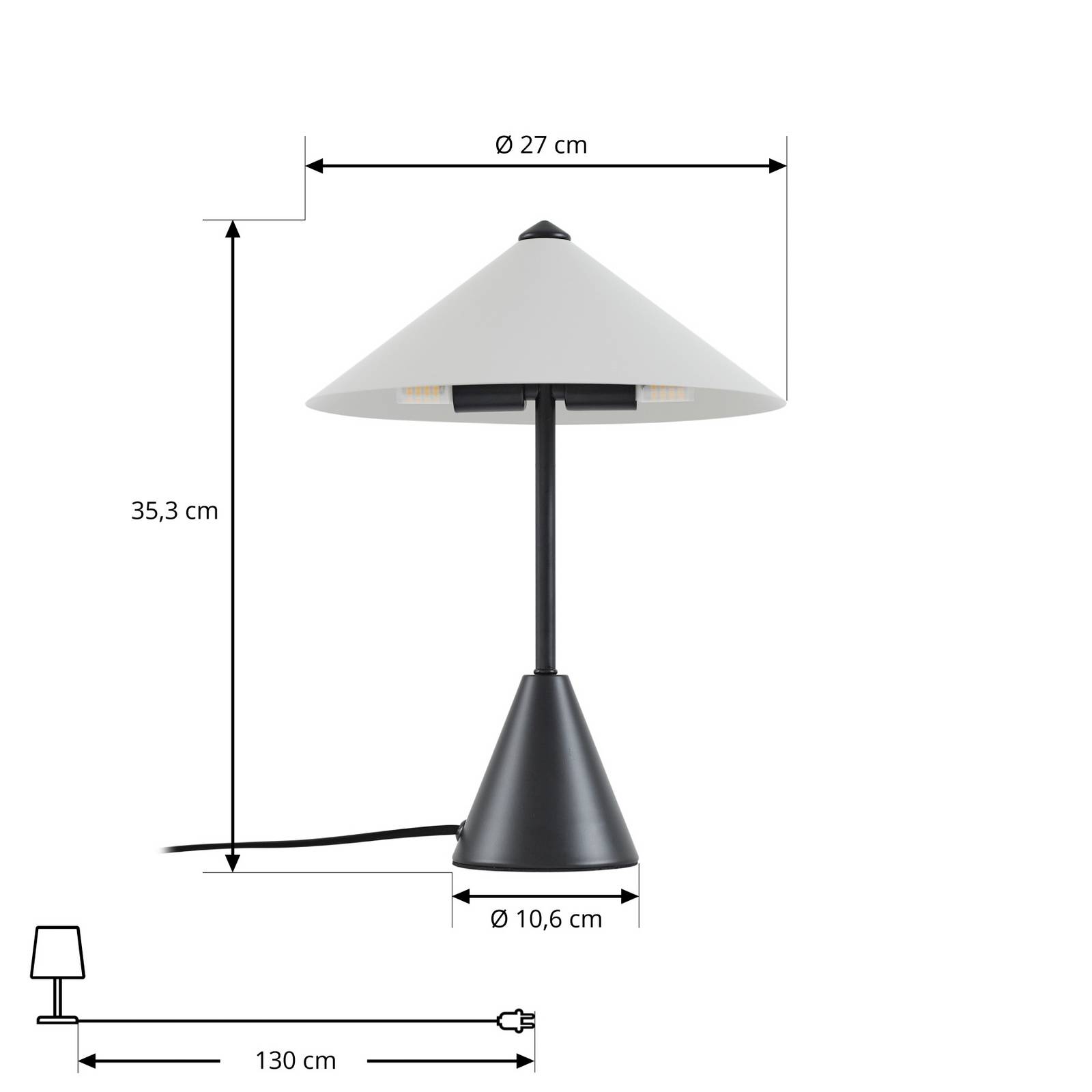 Lindby lampa stołowa Norvik, wysokość 35 cm, czarno-szara, metal