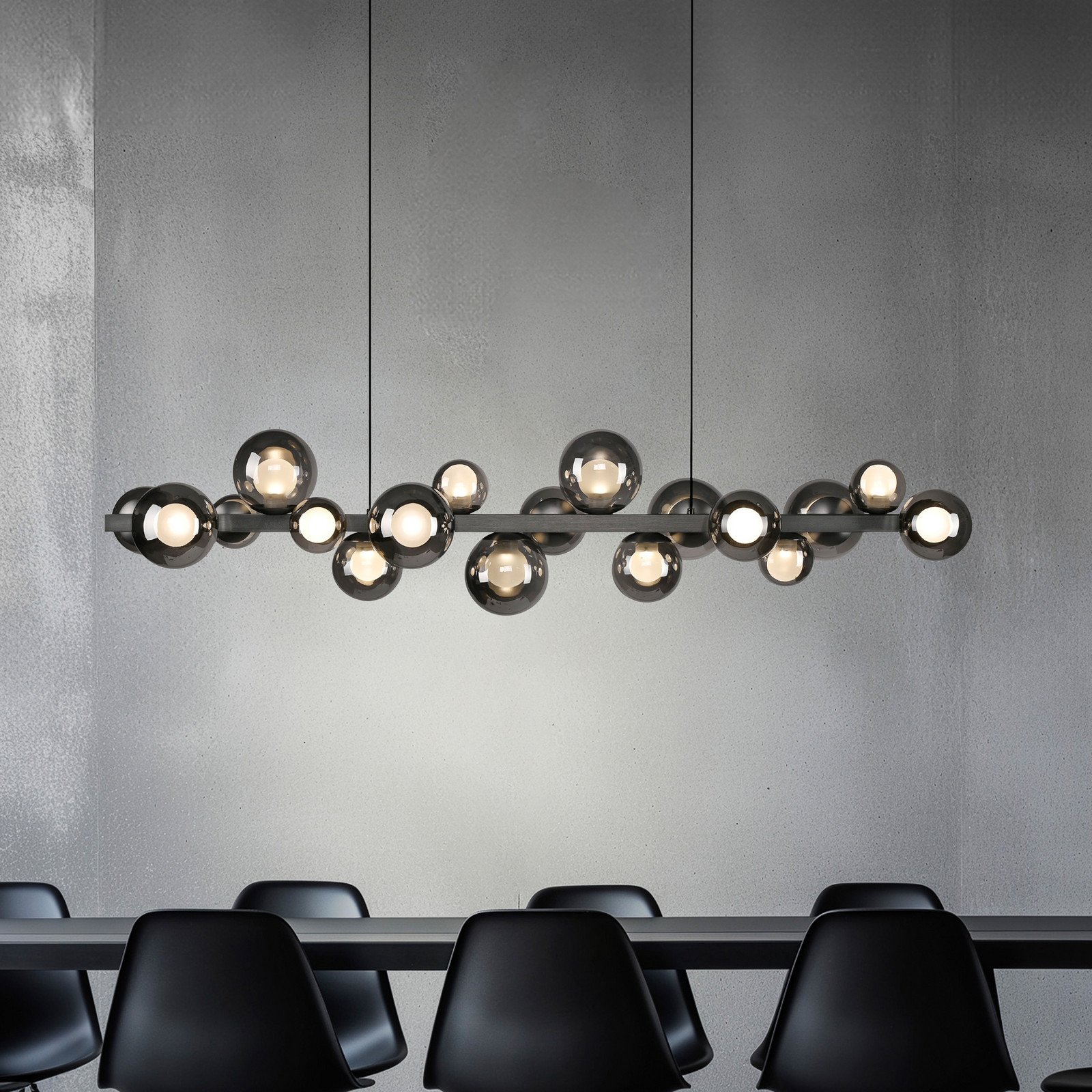 PURE LED suspensie E-Popup gri sticlă/metal CCT 18-light. - Camera de zi / sufragerie - modern - gri gri fumuriu-transparent