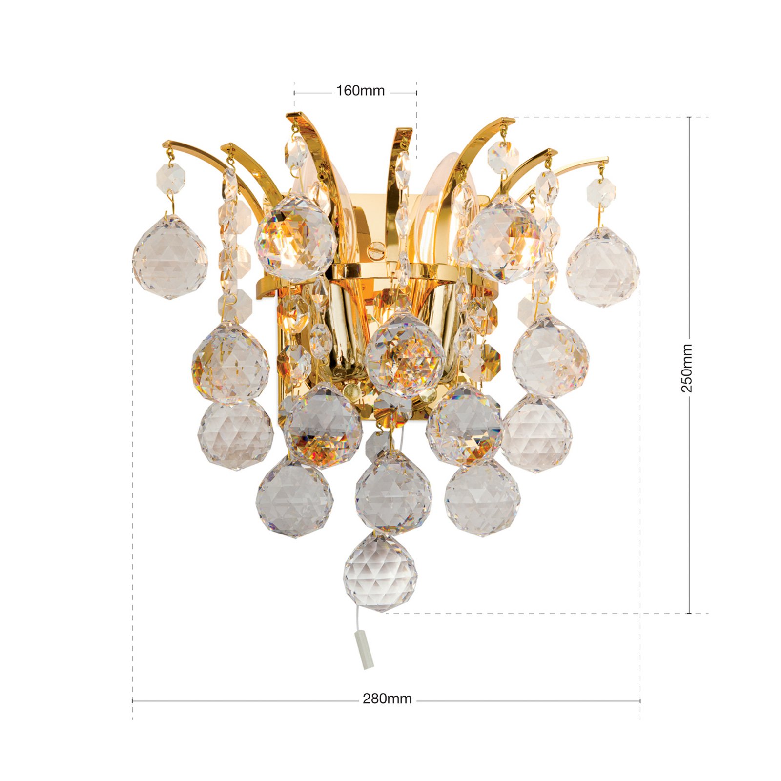 Lennarda Crystal Wall Light Gold