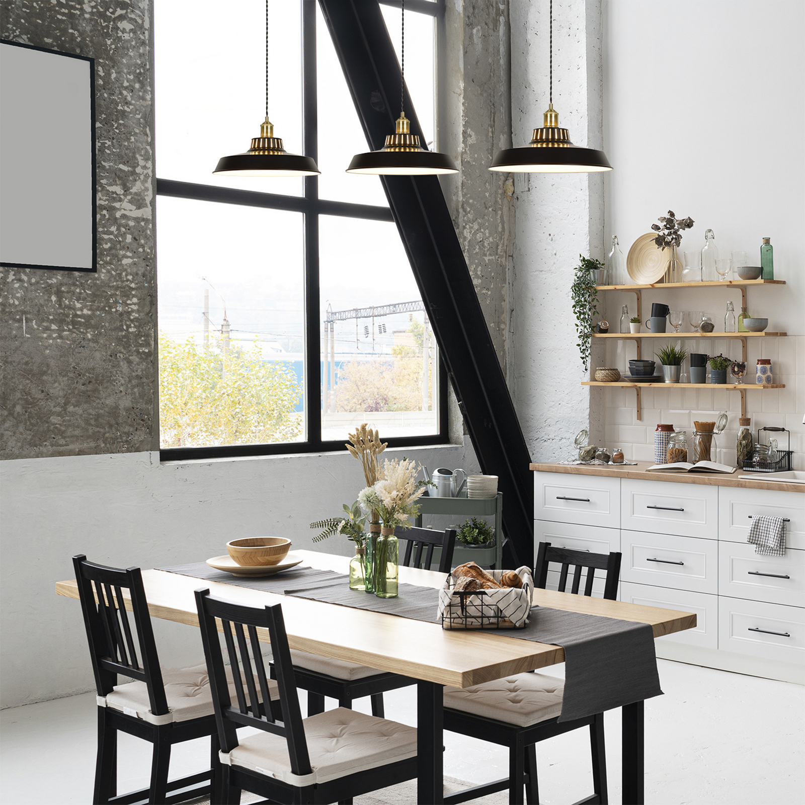 Lampa za vješanje Thelma, mat crna, Ø 38 cm - Corep SAS