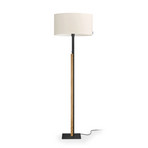 HerzBlut vloerlamp Arian, geolied eikenhout, kap crème