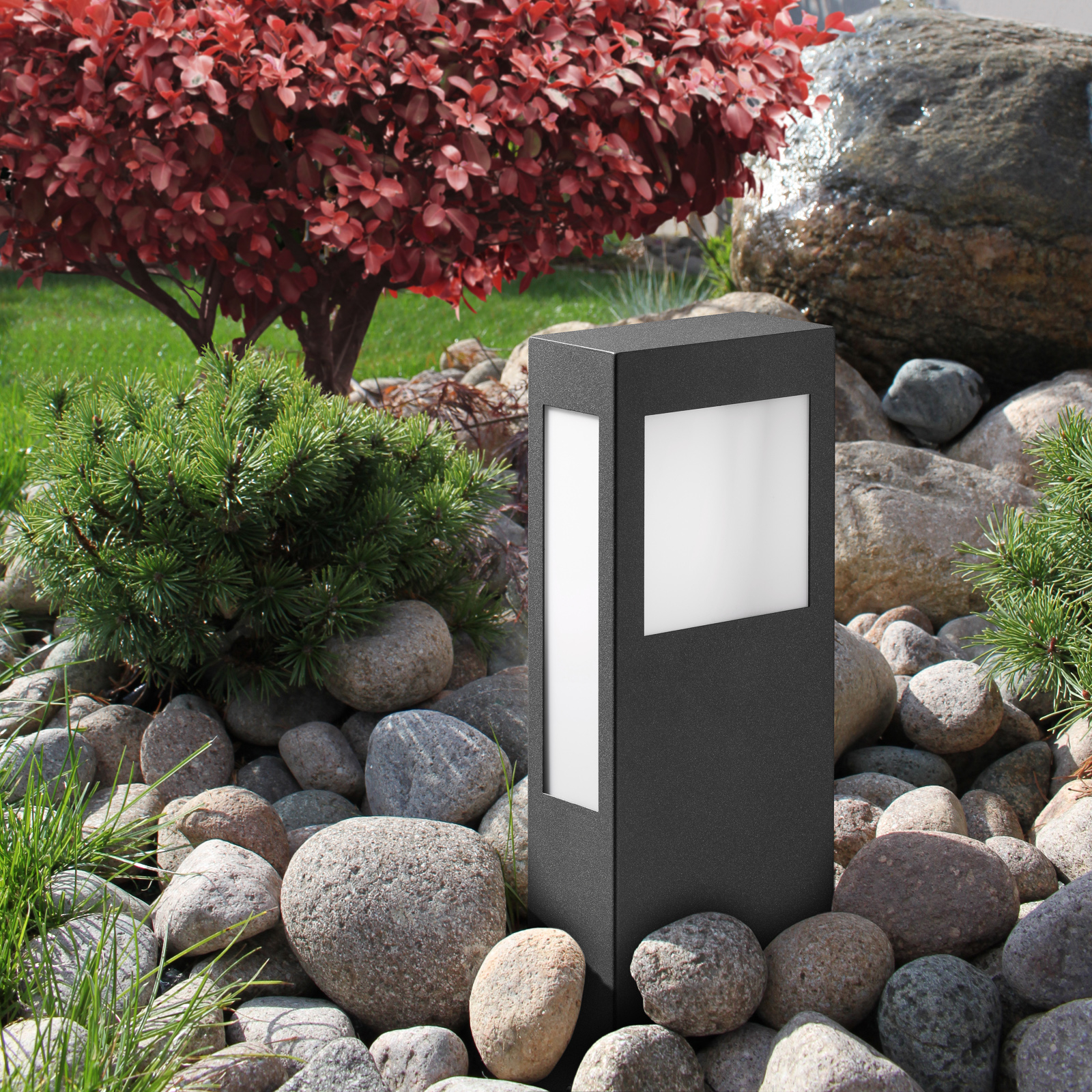 CMD Aqua Paulo Pillar Lamp with Macrolon Panes, Powder-coated stainless steel, plastic, 2G11, 18 W, energy efficiency: A++, L: 8 cm, W: 16 cm, H: 40 cm
