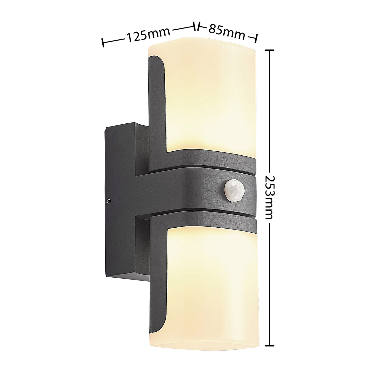 Lindby Jasiah LED-Außenwandleuchte drehbar Sensor