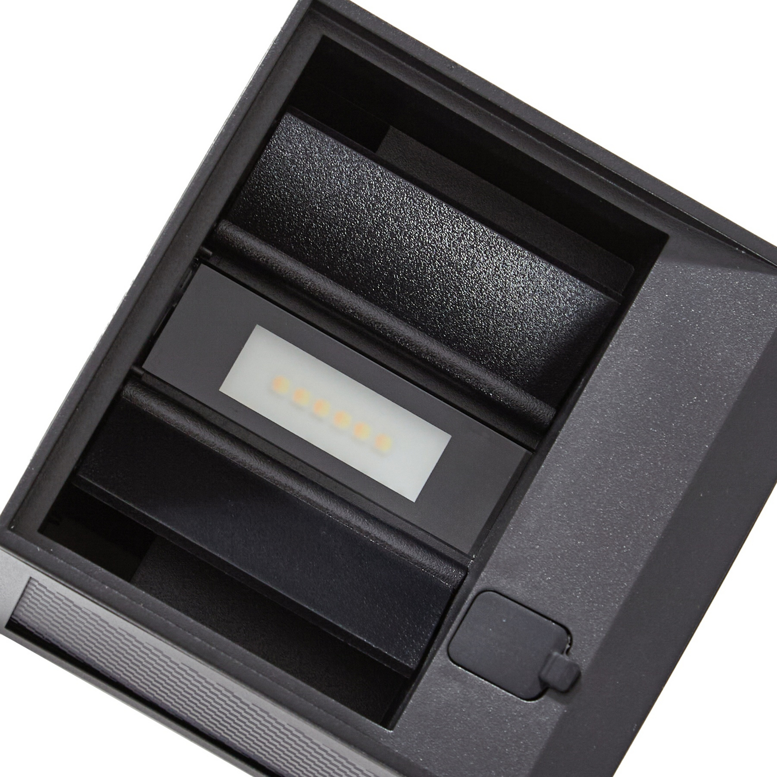 PRIOS LED-sončna stenska svetilka Avvin, črna, kockasta, s senzorjem