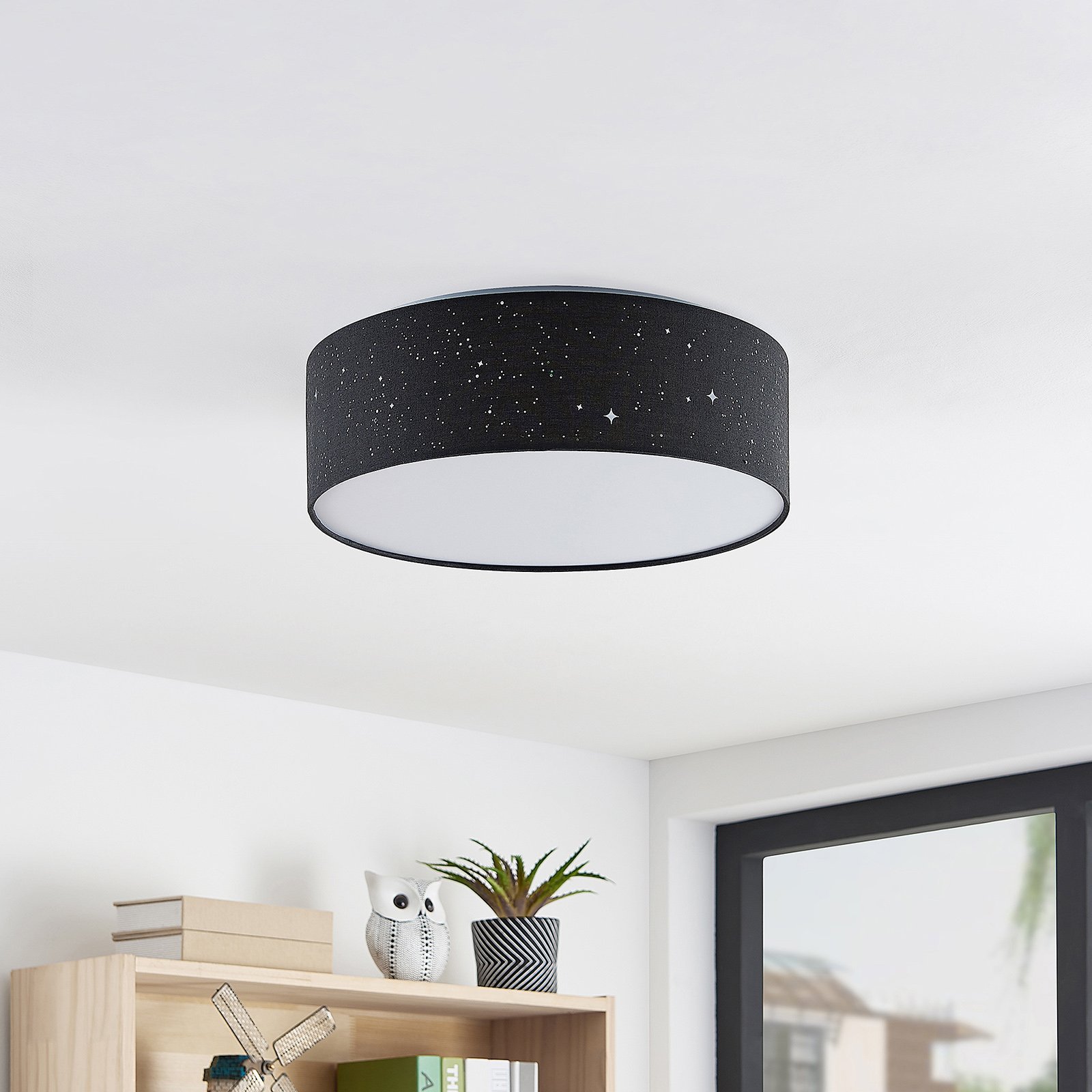 Lindby Ellamina stropné LED, 40 cm, čierna