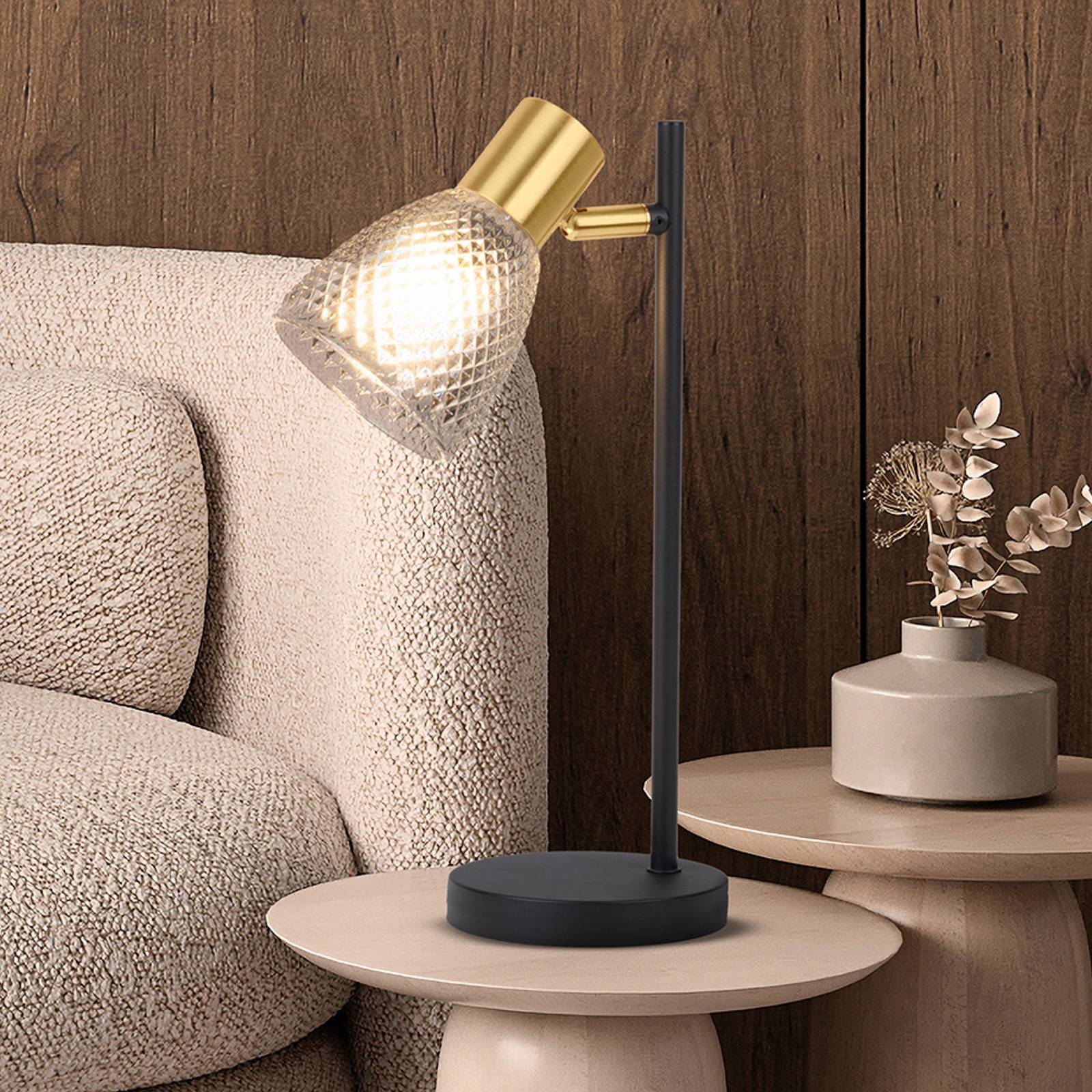 Tischleuchte Lindita, Glas, rauchgrau, E14, schwenkbar günstig online kaufen