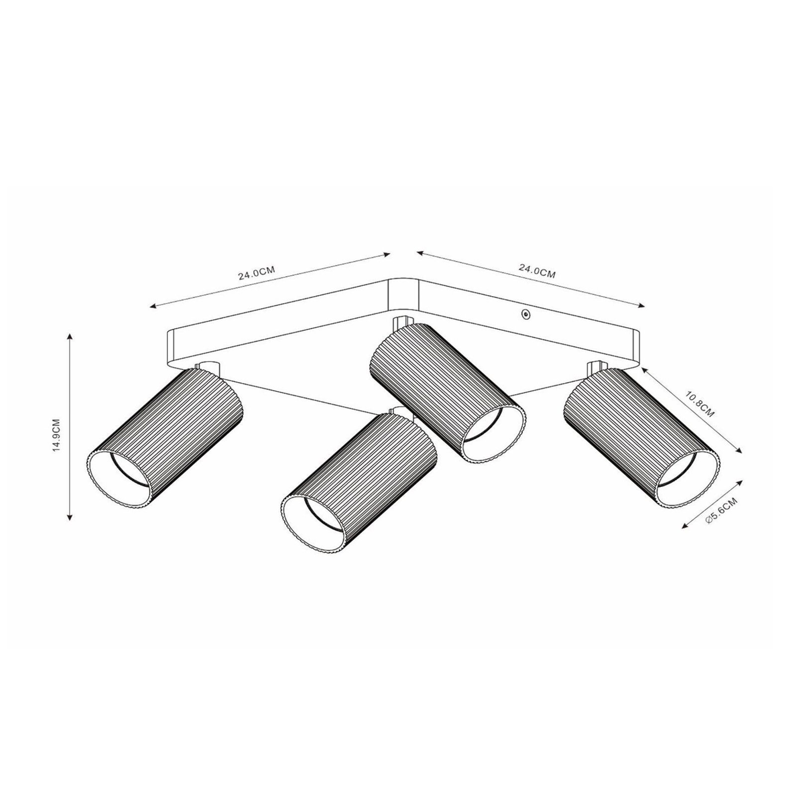 Downlight Clubs, hvit, 4 lyskilder, GU10, aluminium