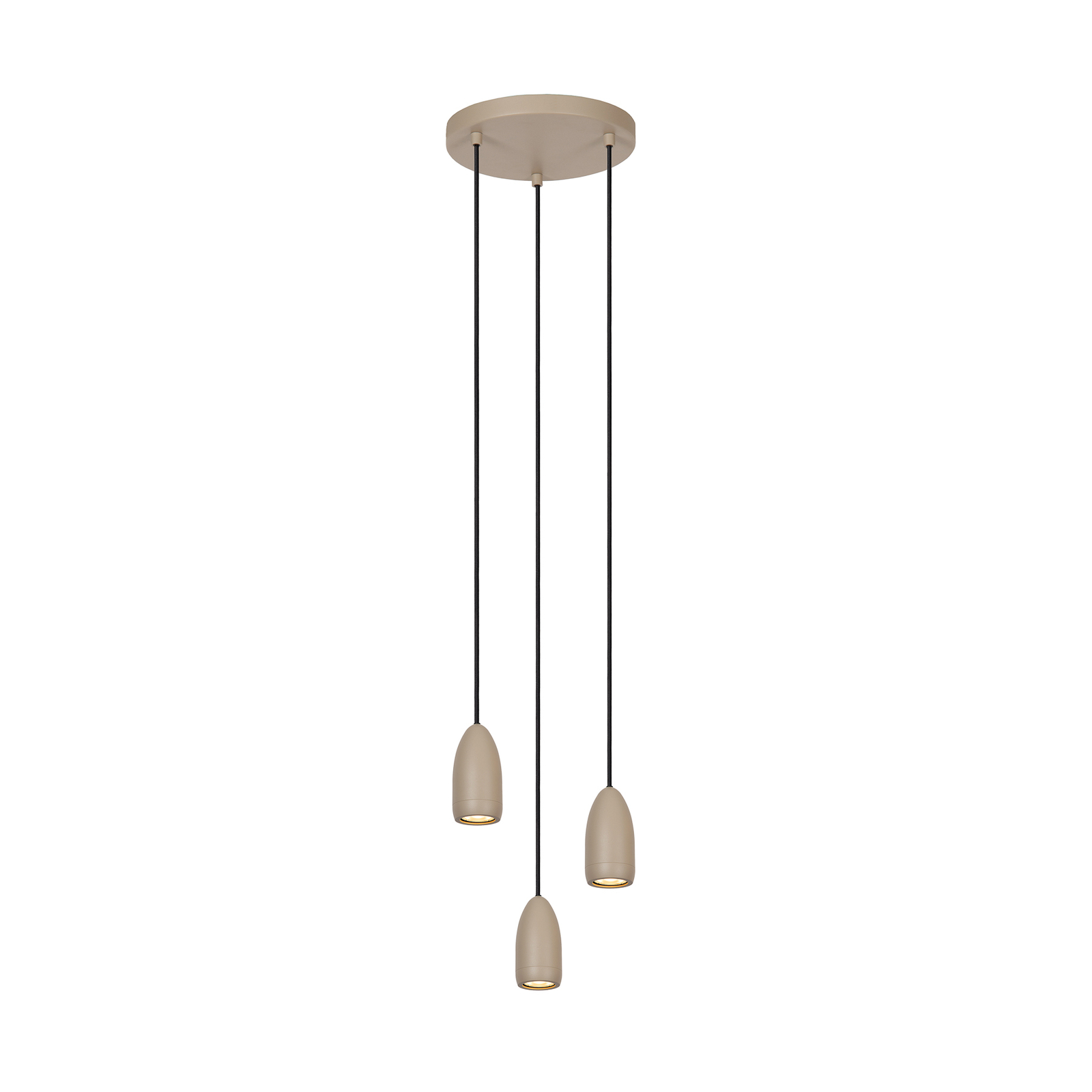 Hanglamp Evora, 3-lamps, rondel, taupe