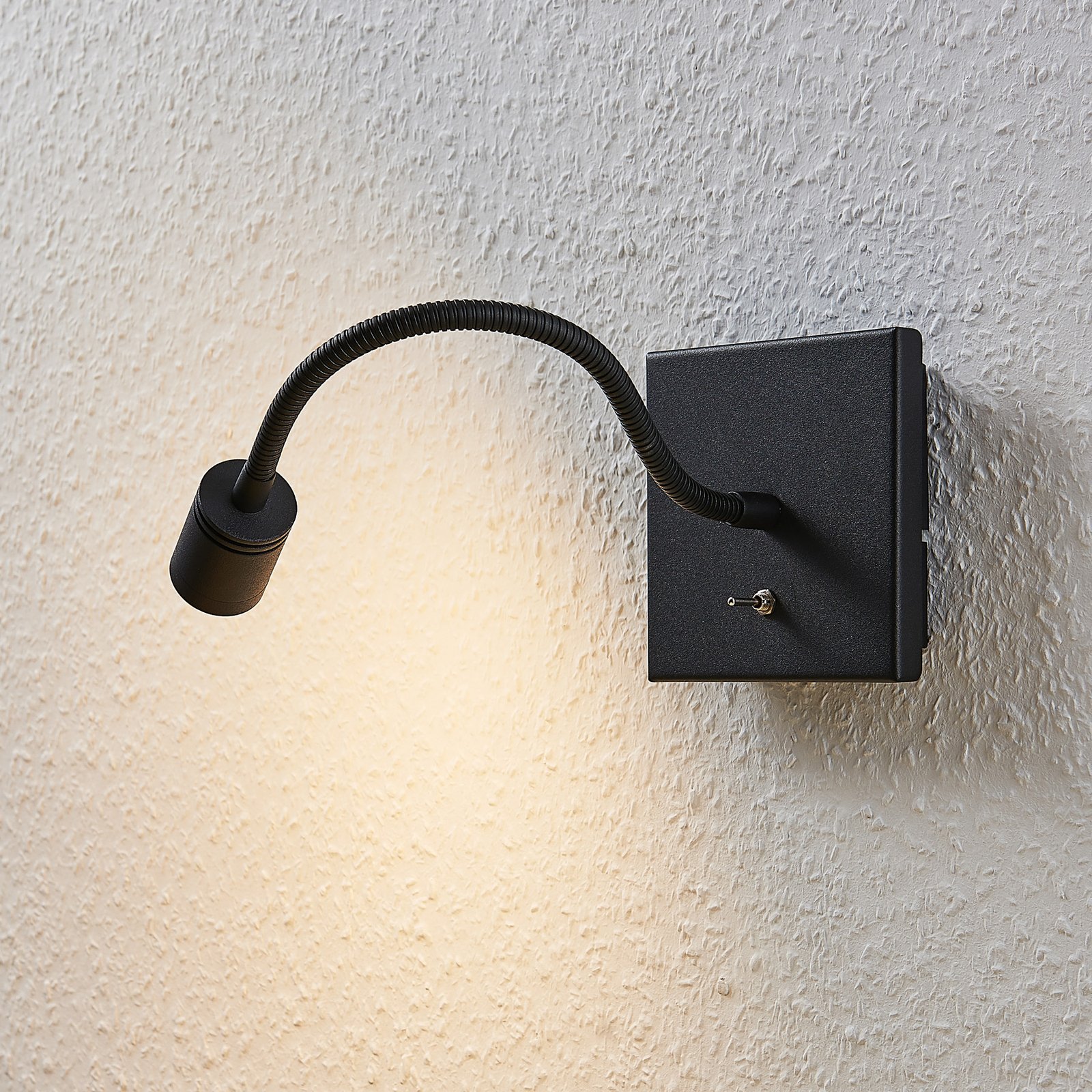 Mayar LED wall light, flexible, black, set of 2