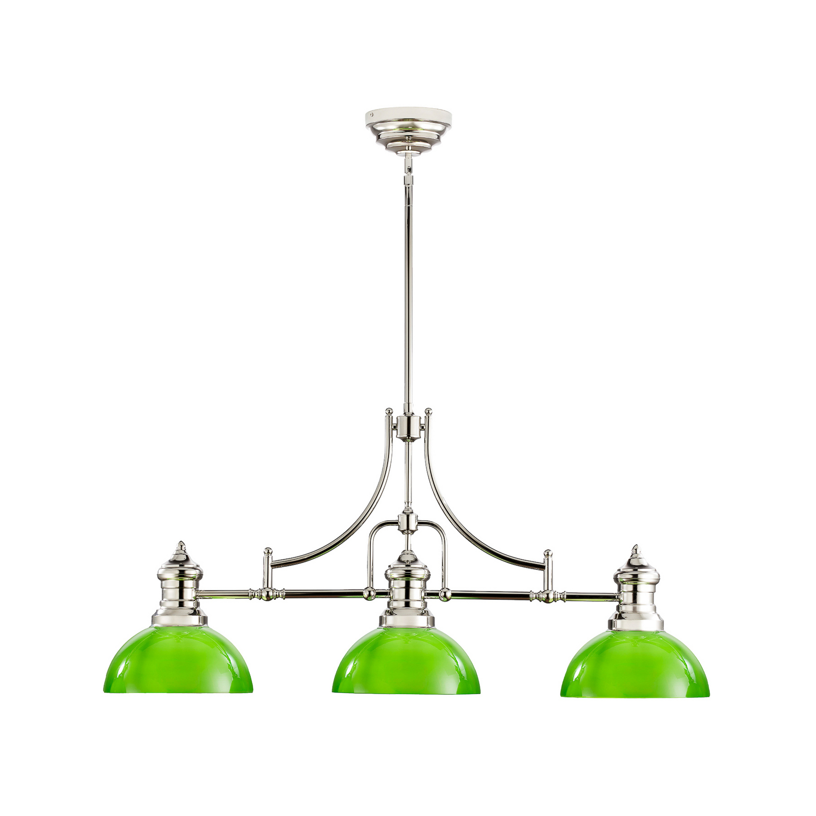 Suspension Platino, argent/vert, verre, E27, 3 lampes