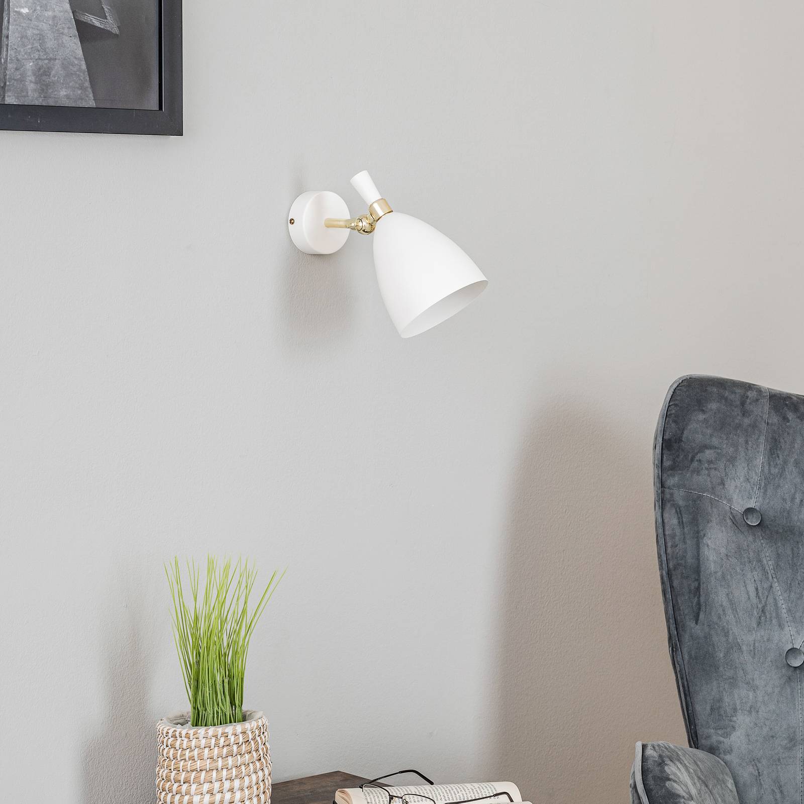 Cyntia fali lámpa, forgatható, fehér-sárgaréz