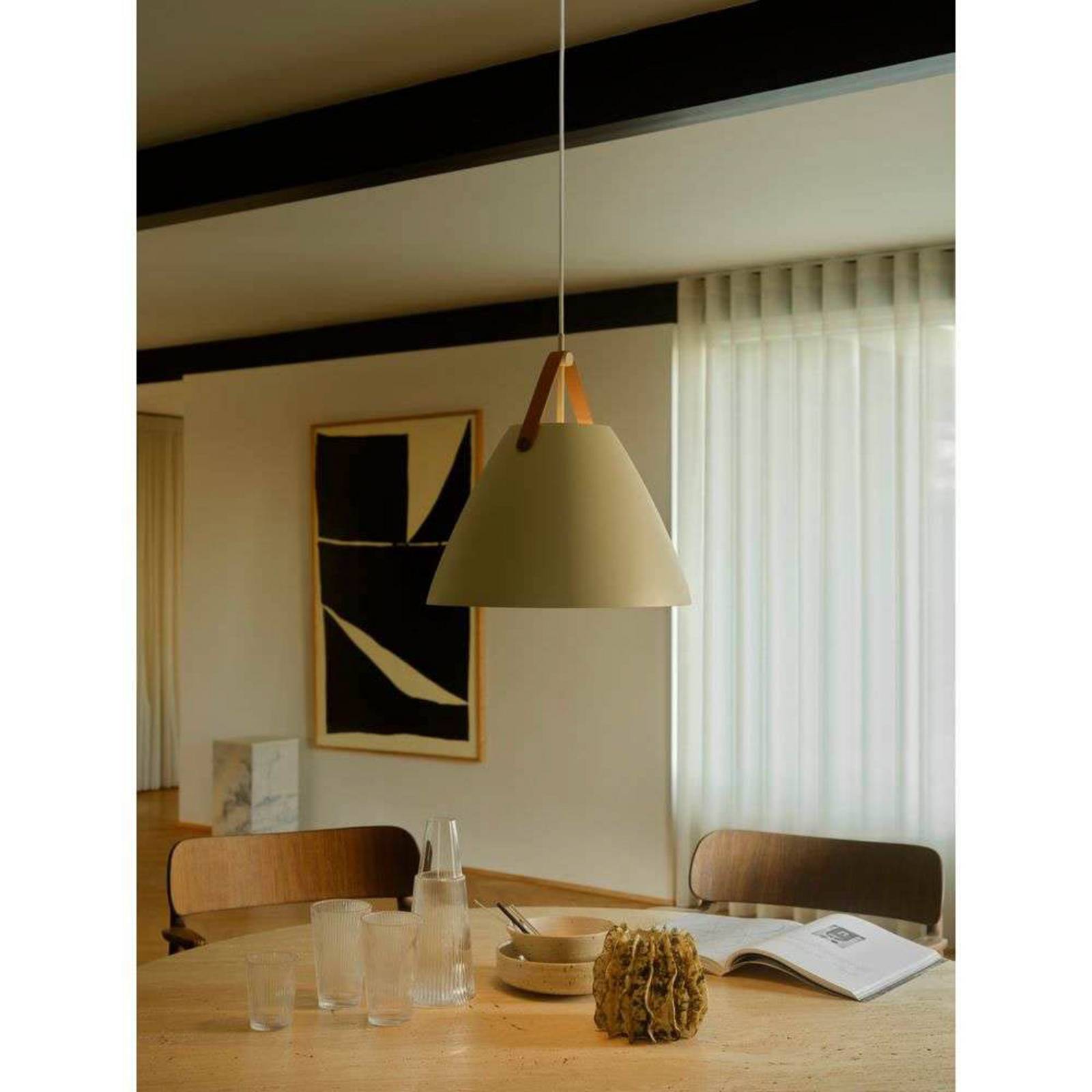 Lampa wisząca Strap, kolor piaskowy, Ø 36 cm, metal/skóra