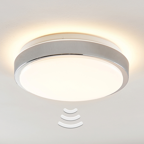 Lindby Camille LED-sensor-taklampe Ø33cm krom