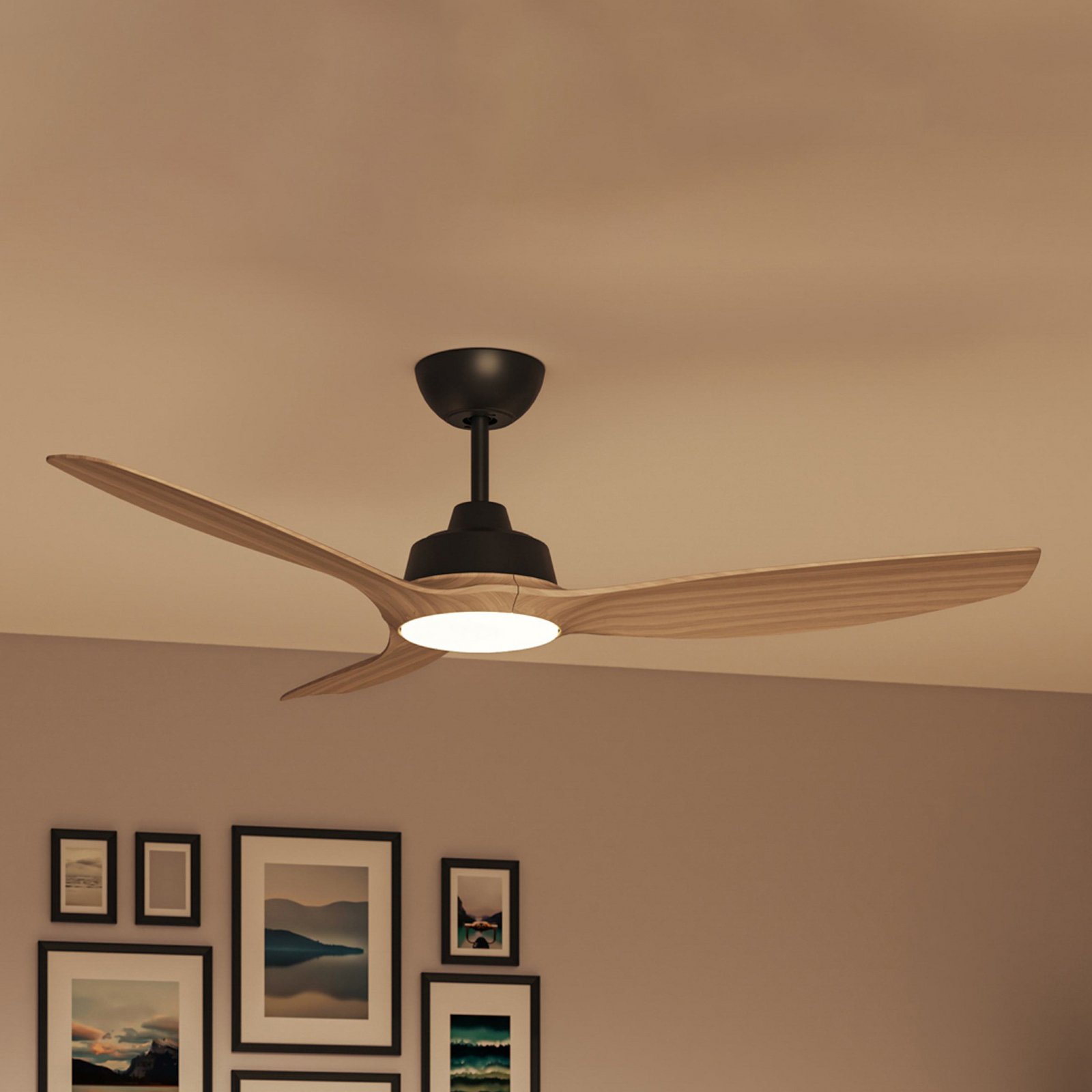 Ventilatore LED Philips Olas, Ø 132 cm, marrone/nero, silenzioso